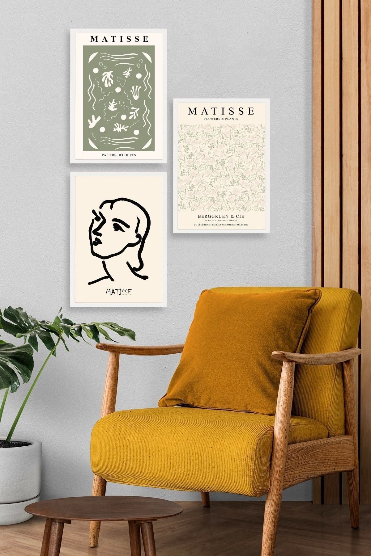 Matisse Üçlü Ahşap Çerçeveli Tablo 23 x 30