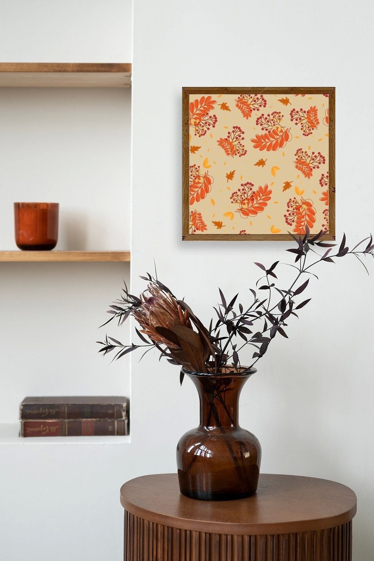 Çiçek Ahşap Çerçeveli Tablo 23 x 23