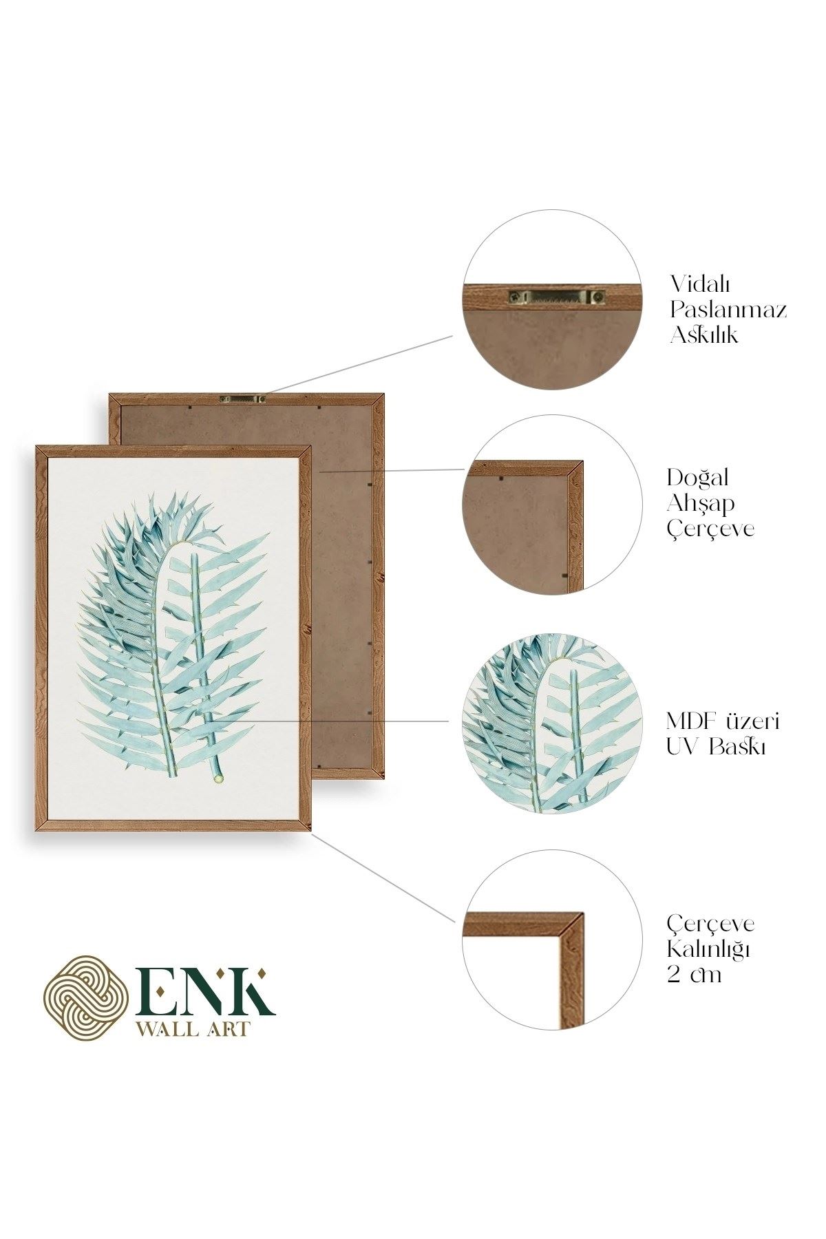 Yapraklar Ahşap Çerçeveli Tablo 50 x 70