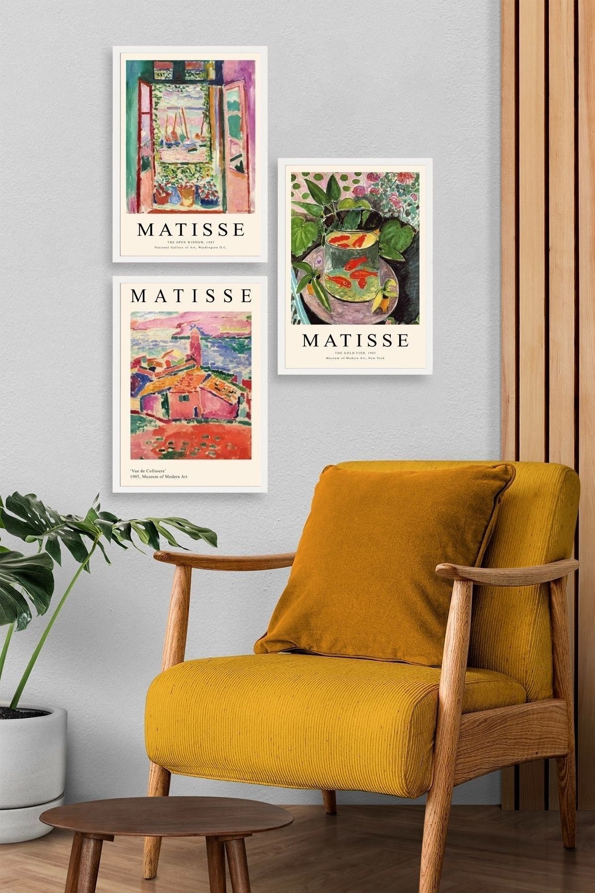 Matisse Üçlü Ahşap Çerçeveli Tablo 40 x 60