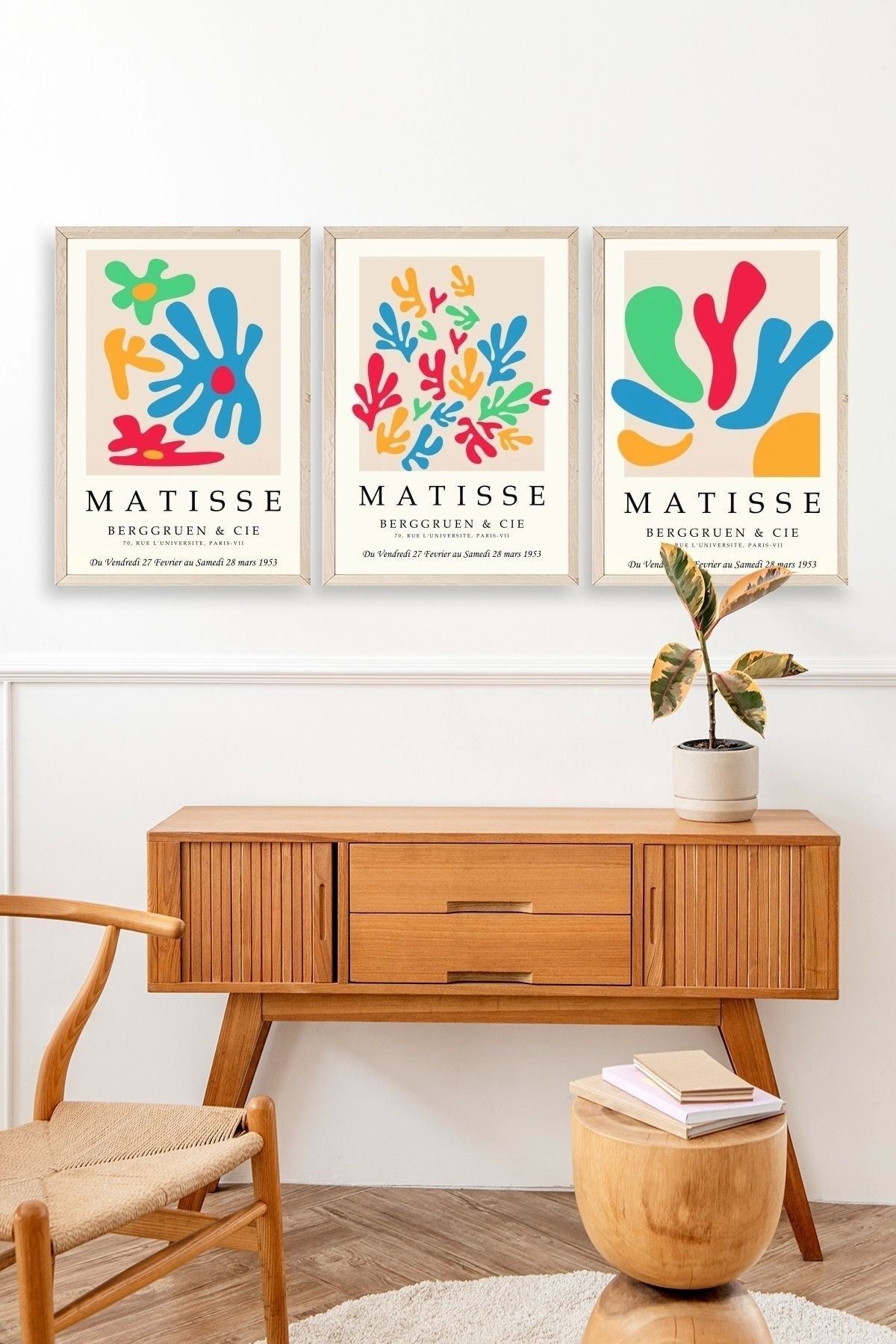 Matisse Üçlü Ahşap Çerçeveli Tablo 50 x 70