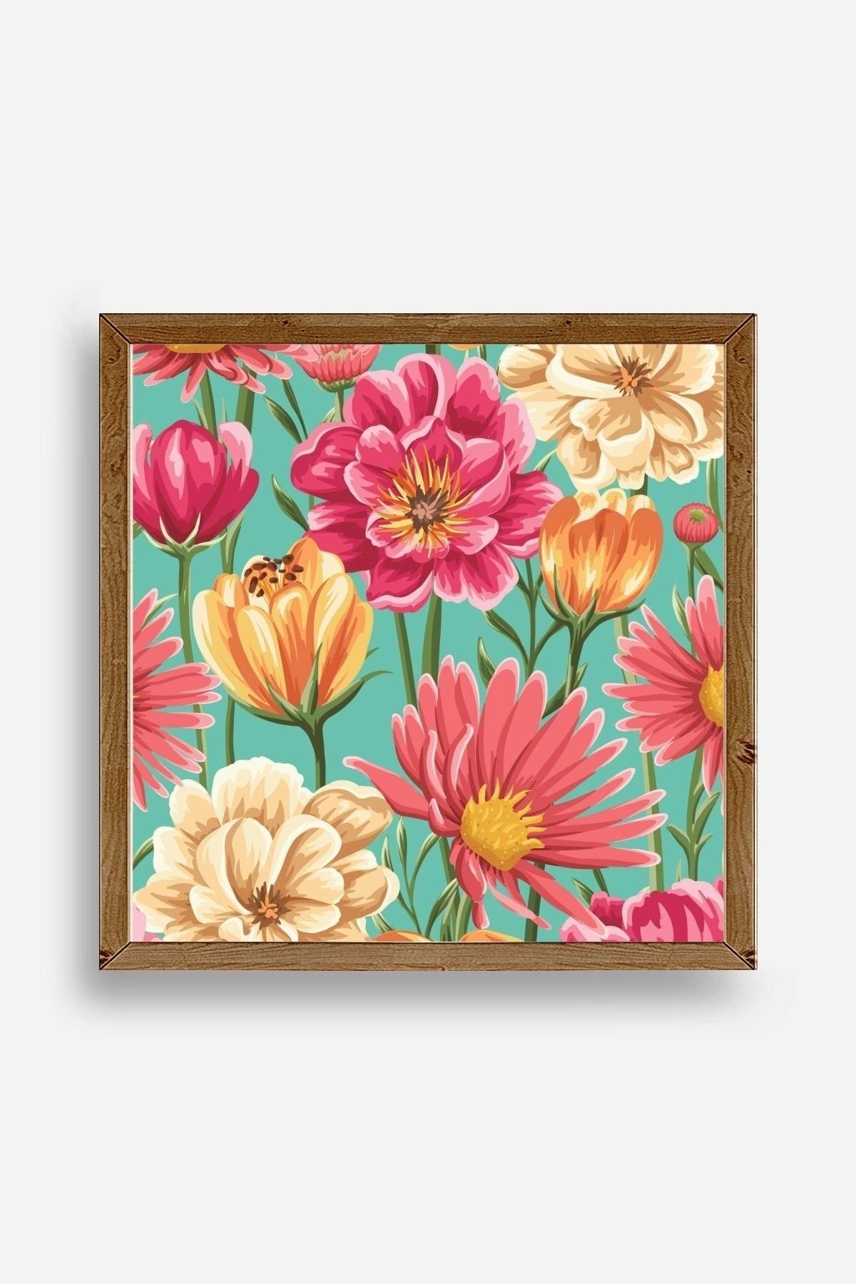 Çiçek Ahşap Çerçeveli Tablo 23 x 23