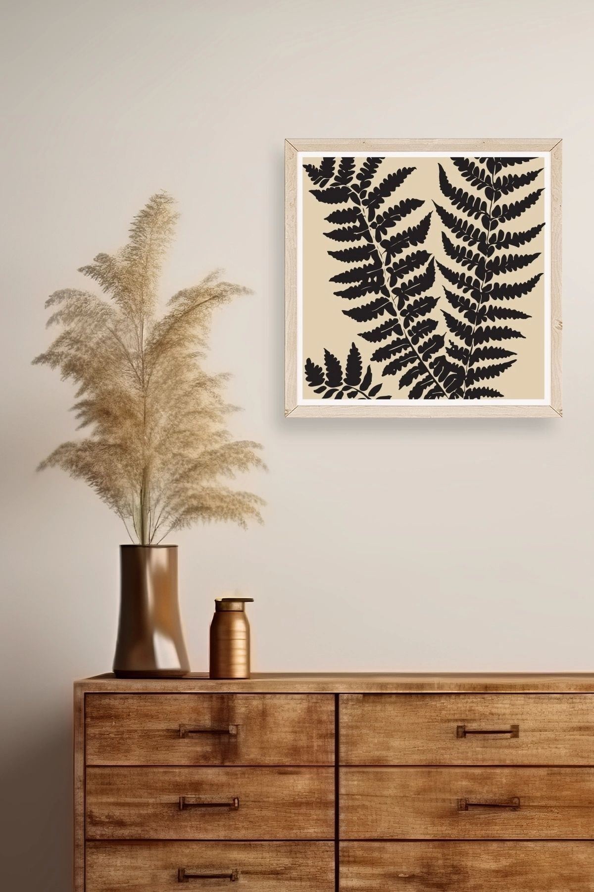 Yaprak Ahşap Çerçeveli Tablo 23 x 23