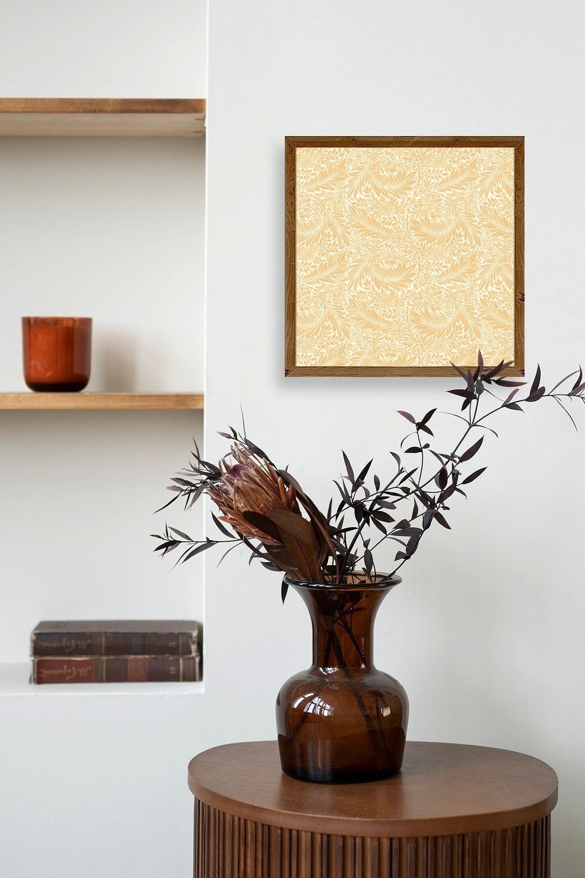 Yaprak Ahşap Çerçeveli Tablo 50 x 50