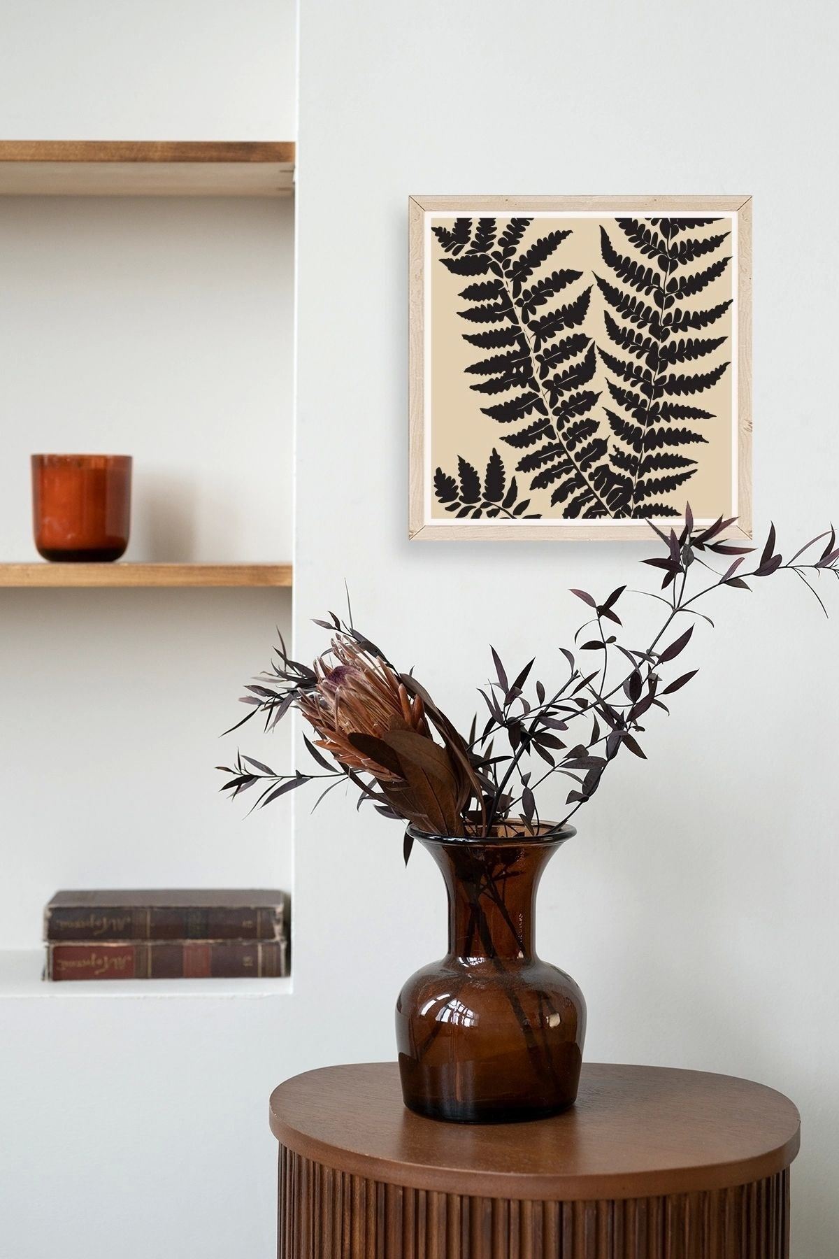 Yaprak Ahşap Çerçeveli Tablo 42 x 42