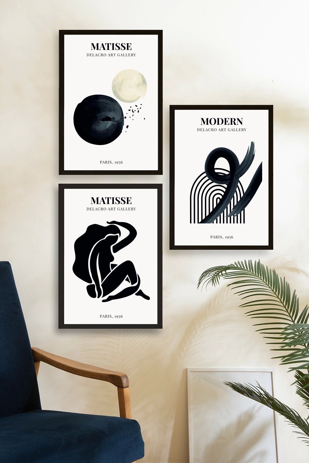 Matisse Üçlü Ahşap Çerçeveli Tablo 50 x 70