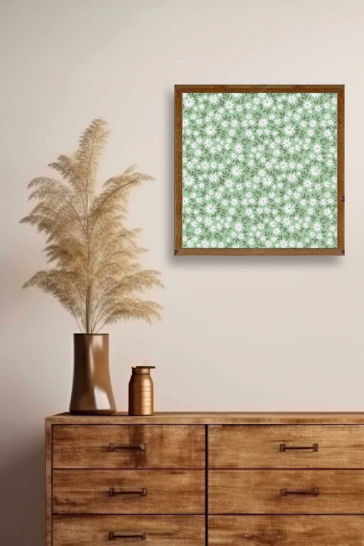 Çiçekler Ahşap Çerçeveli Tablo 42 x 42