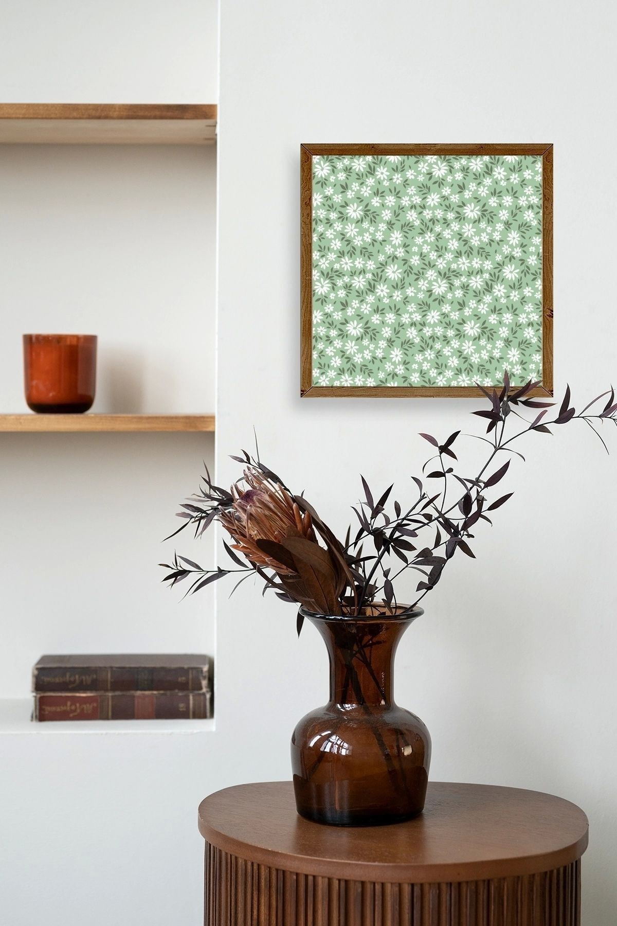 Çiçekler Ahşap Çerçeveli Tablo 42 x 42