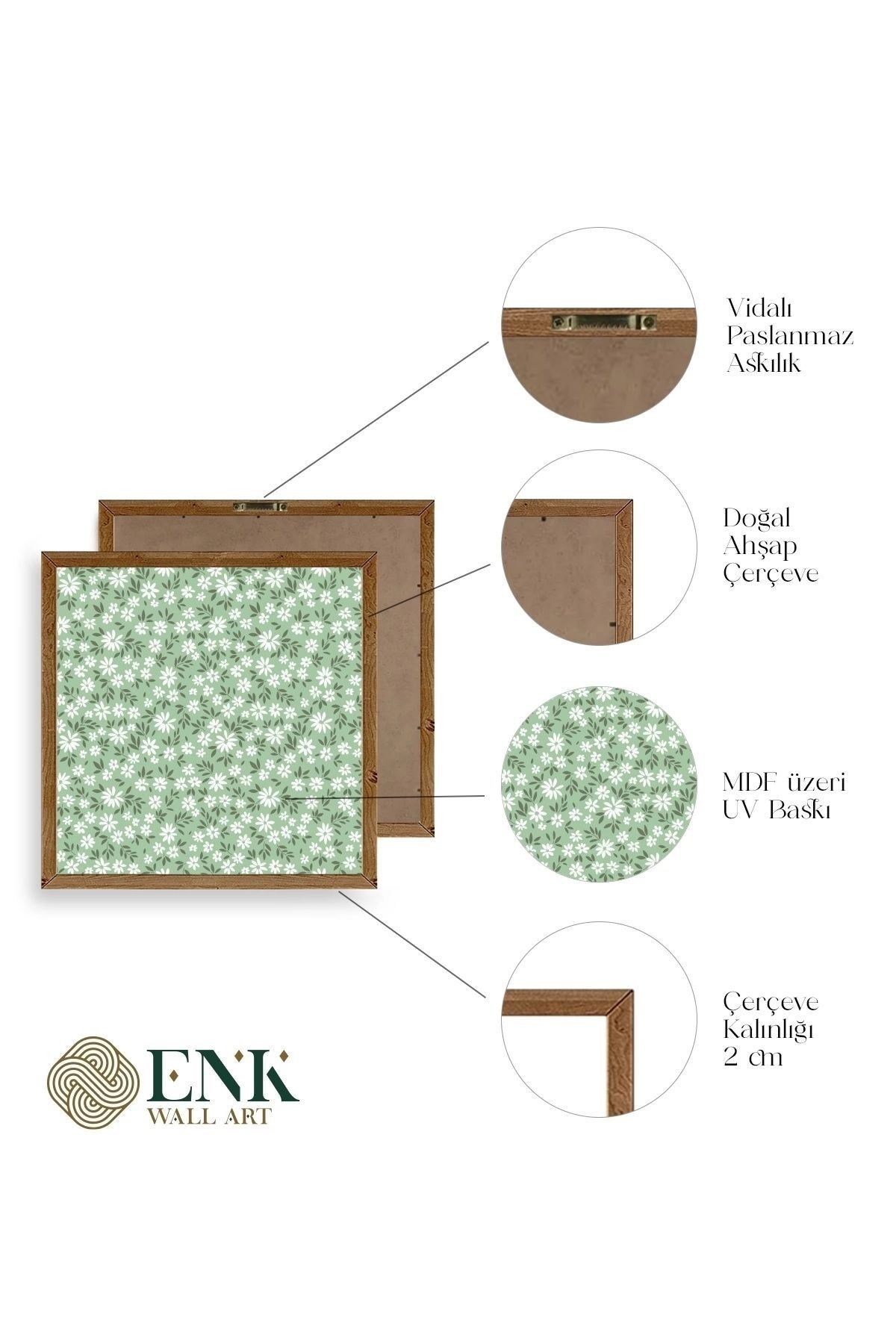 Çiçekler Ahşap Çerçeveli Tablo 42 x 42