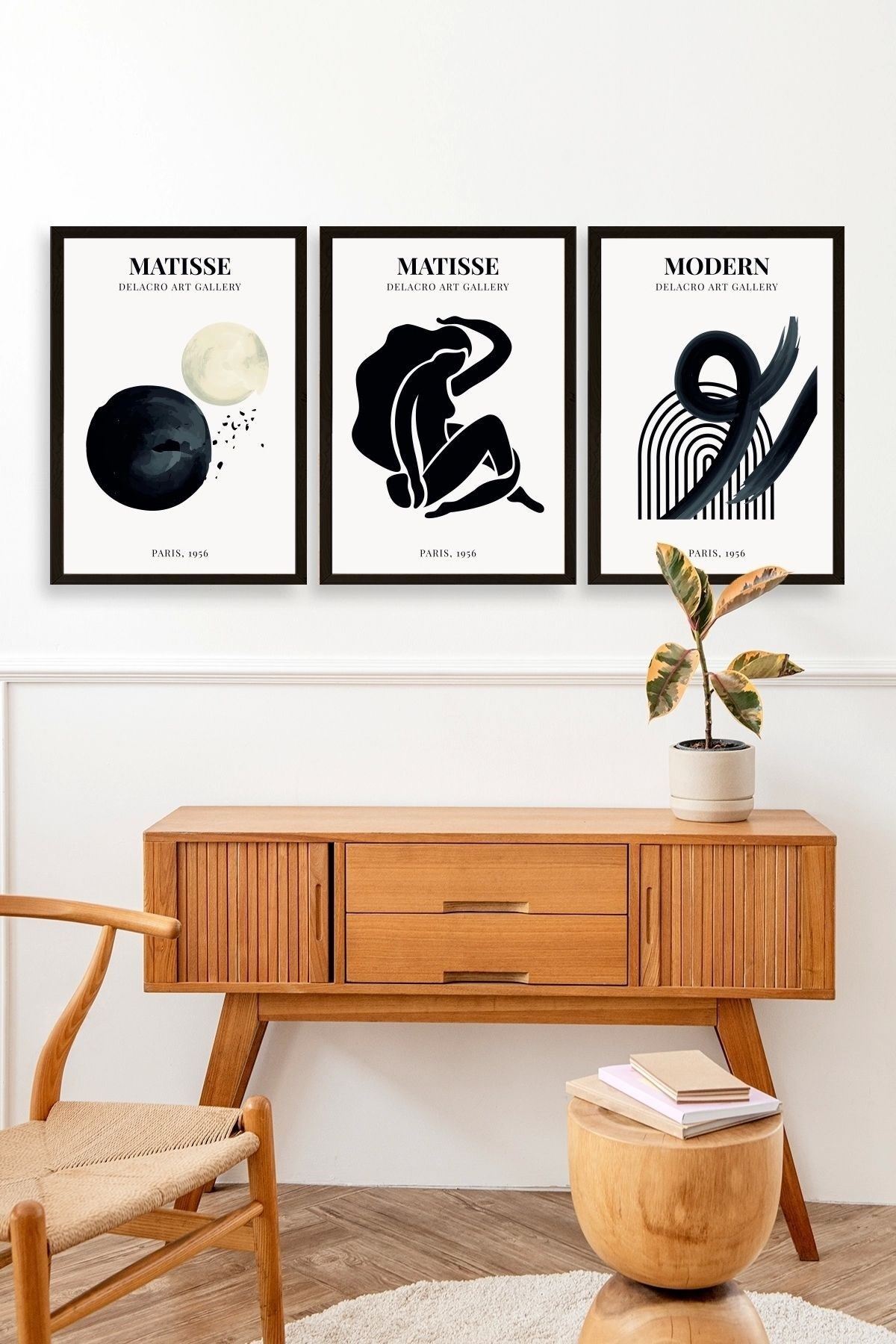 Matisse Üçlü Ahşap Çerçeveli Tablo 30 x 40