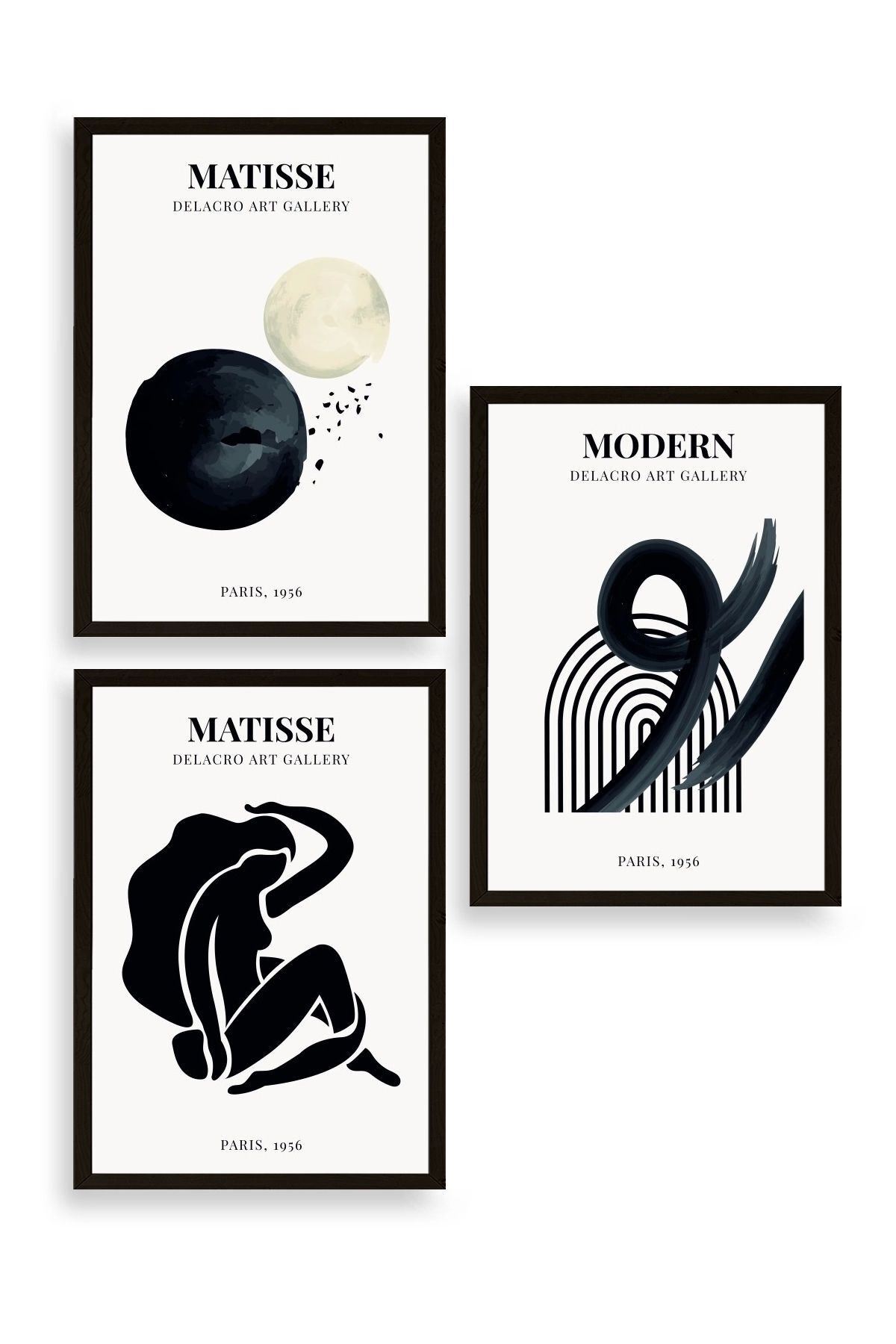 Matisse Üçlü Ahşap Çerçeveli Tablo 23 x 30