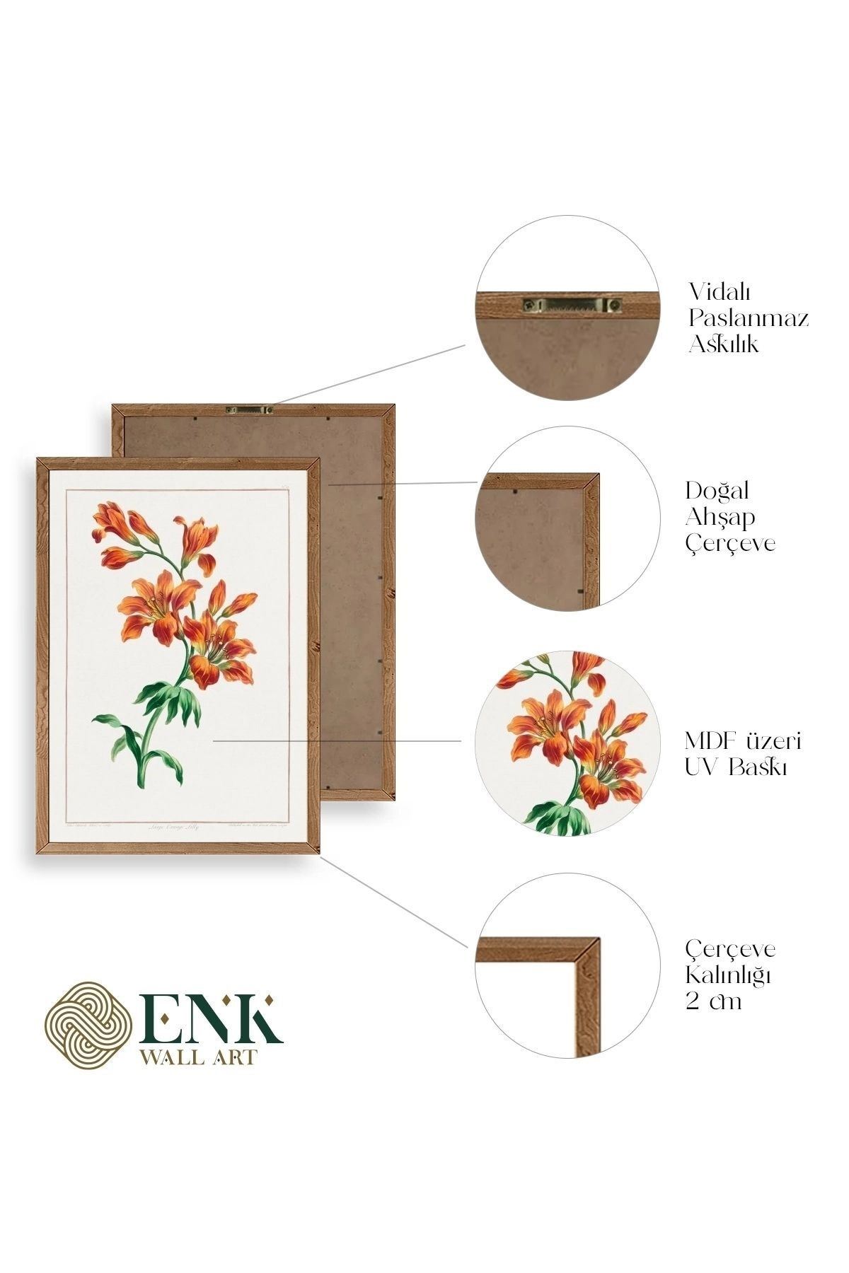 Turuncu Zambak Ahşap Çerçeveli Tablo 50 x 70