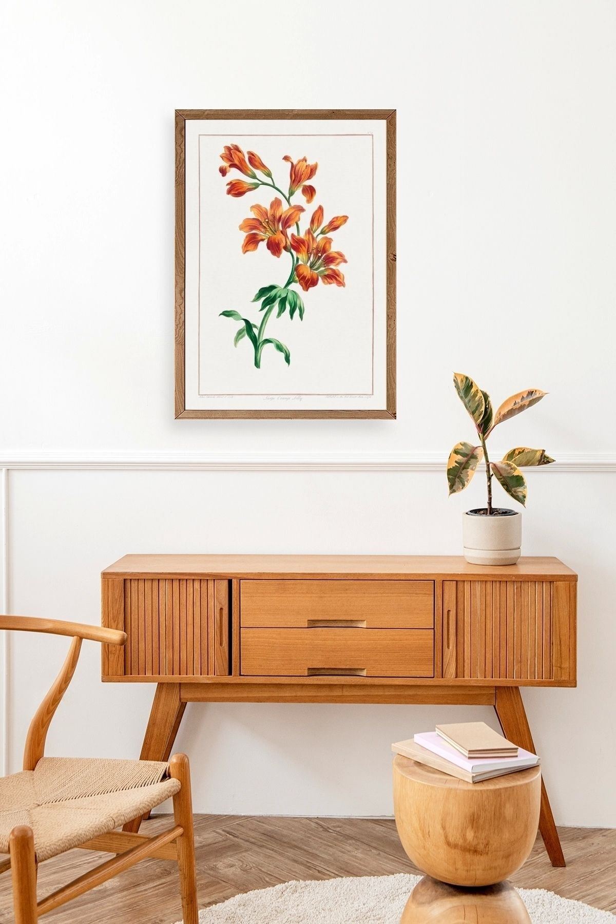 Turuncu Zambak Ahşap Çerçeveli Tablo 23 x 30