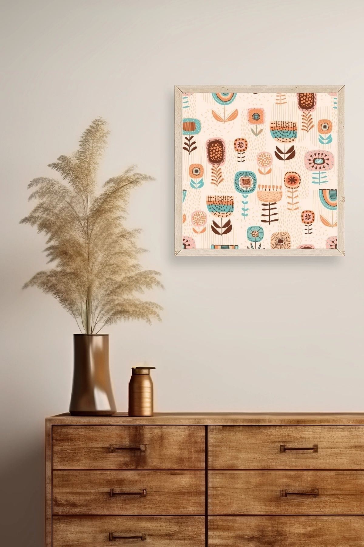 Çiçekler Ahşap Çerçeveli Tablo 23 x 23