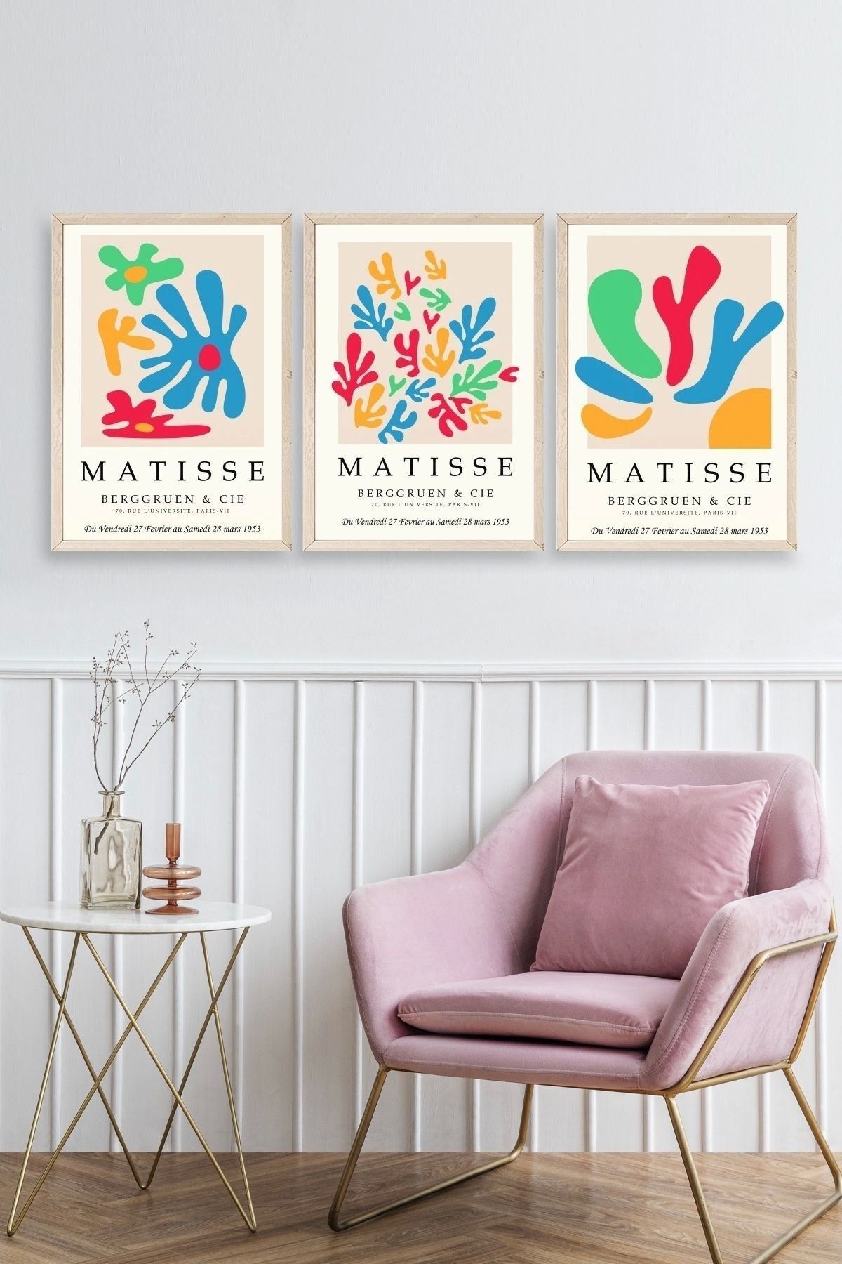 Matisse Üçlü Ahşap Çerçeveli Tablo 40 x 60