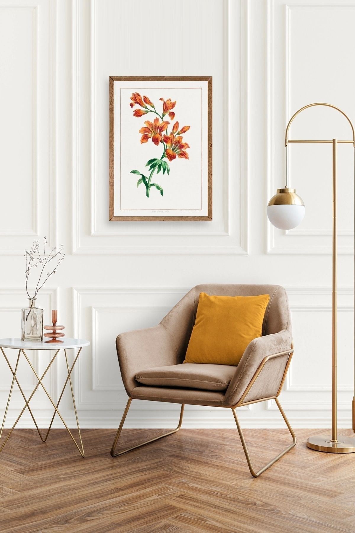 Turuncu Zambak Ahşap Çerçeveli Tablo 30 x 42