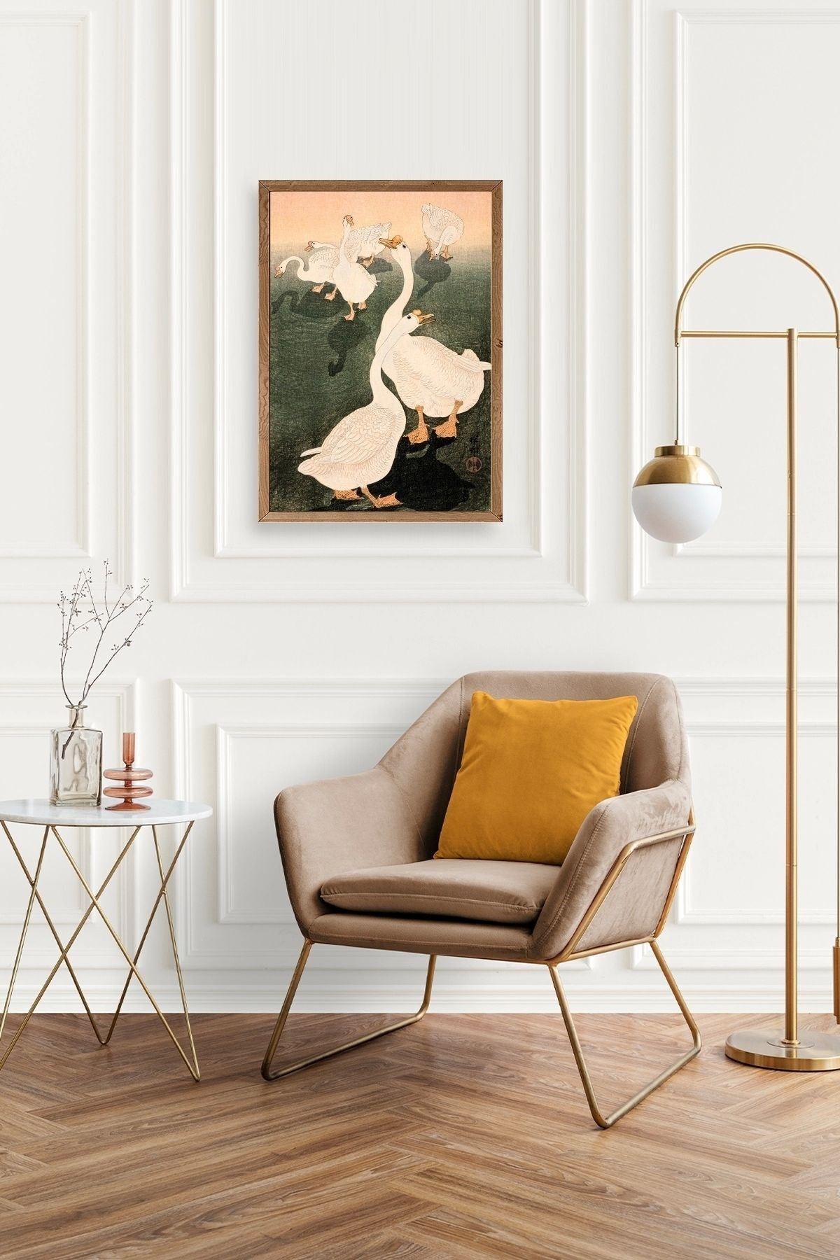 Kuğular Ahşap Çerçeveli Tablo 30 x 42