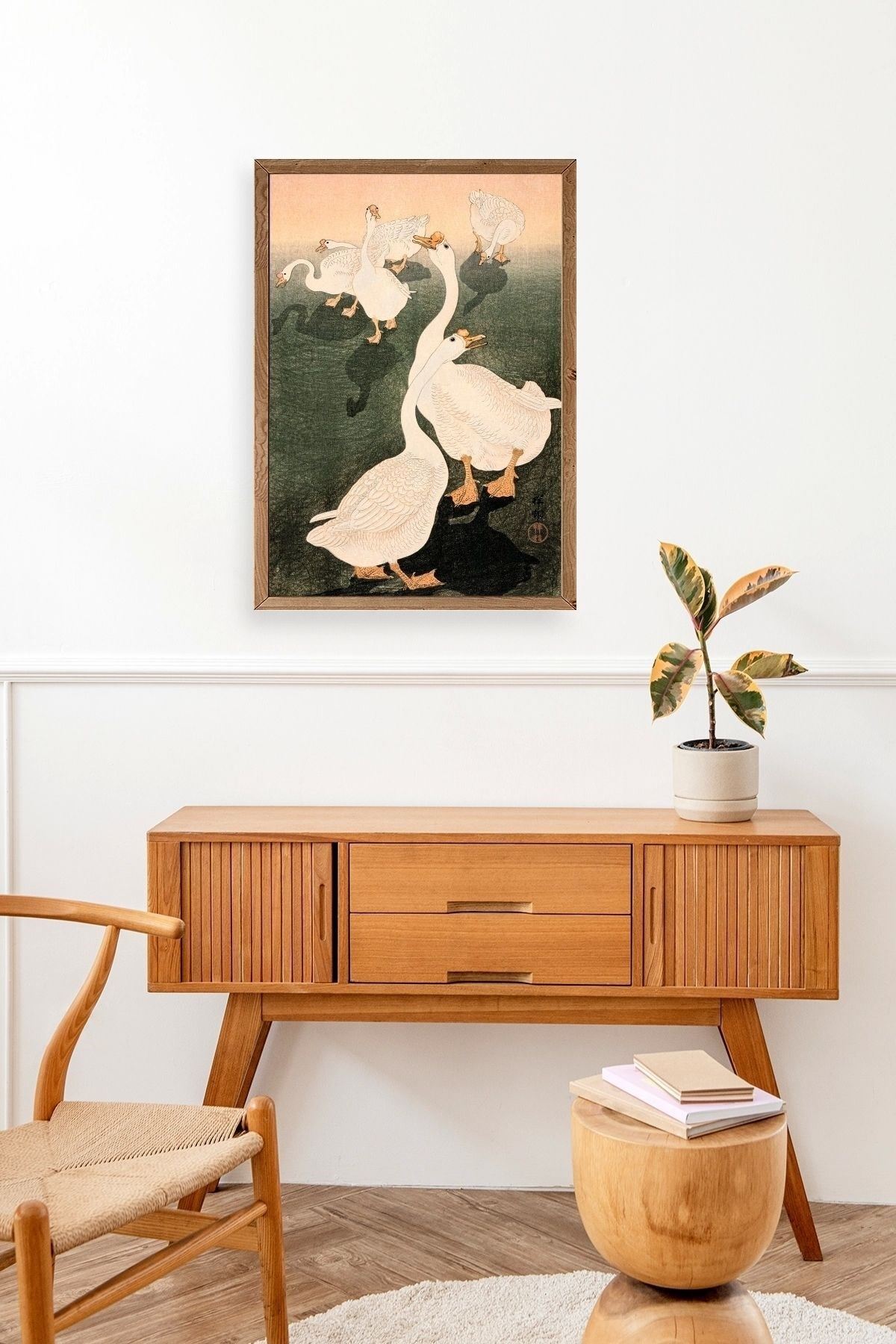 Kuğular Ahşap Çerçeveli Tablo 17 x 23