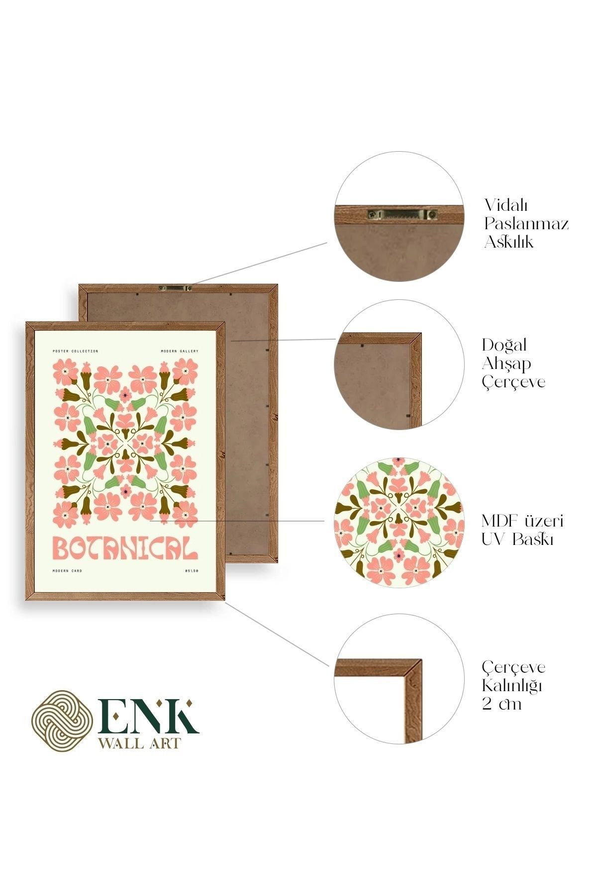 Botanik Üçlü Ahşap Çerçeveli Tablo 50 x 70