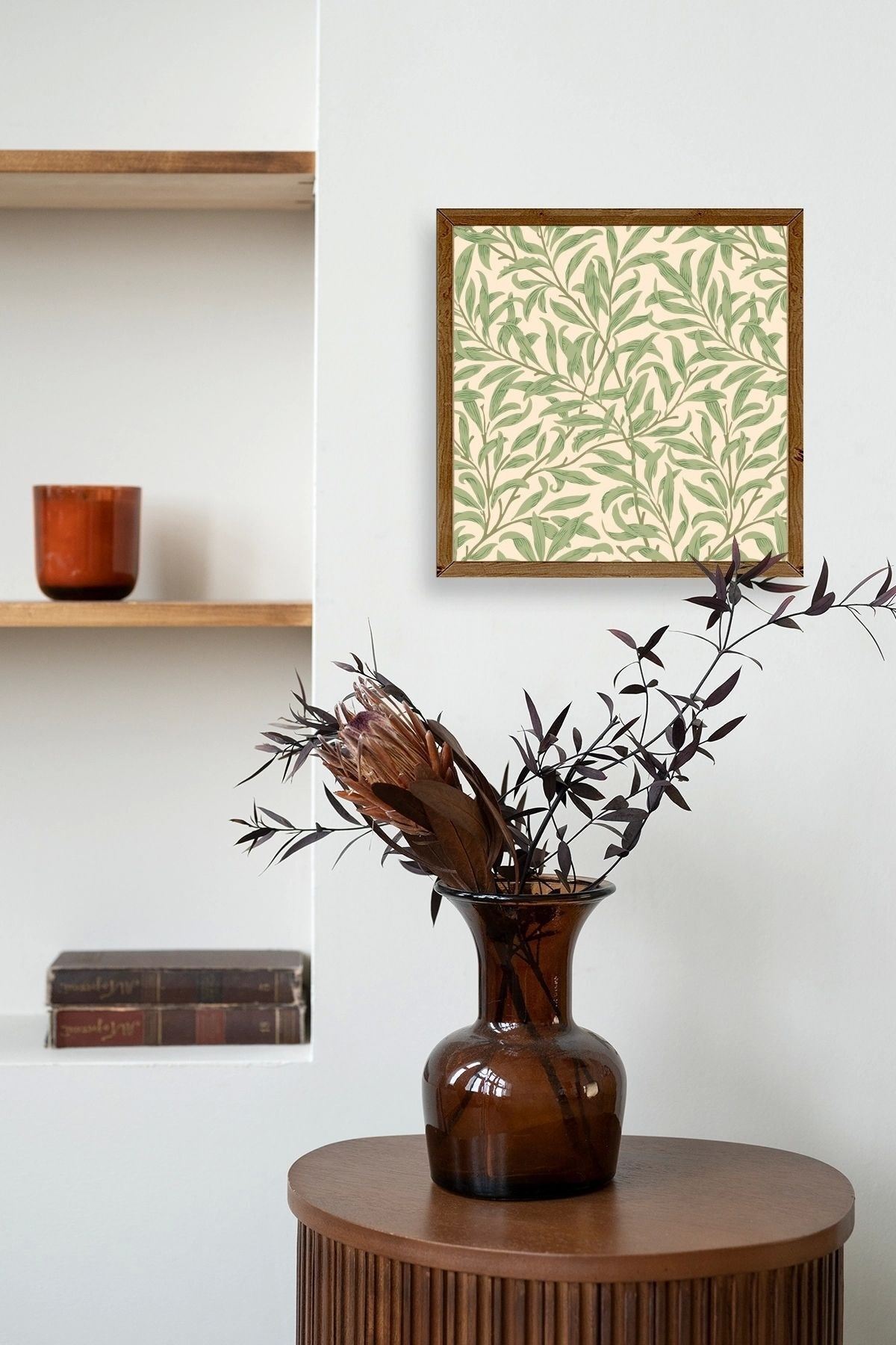 Yaprak Ahşap Çerçeveli Tablo 42 x 42