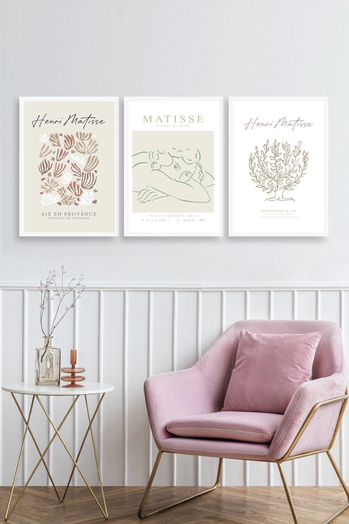 Matisse Üçlü Ahşap Çerçeveli Tablo 23 x 30