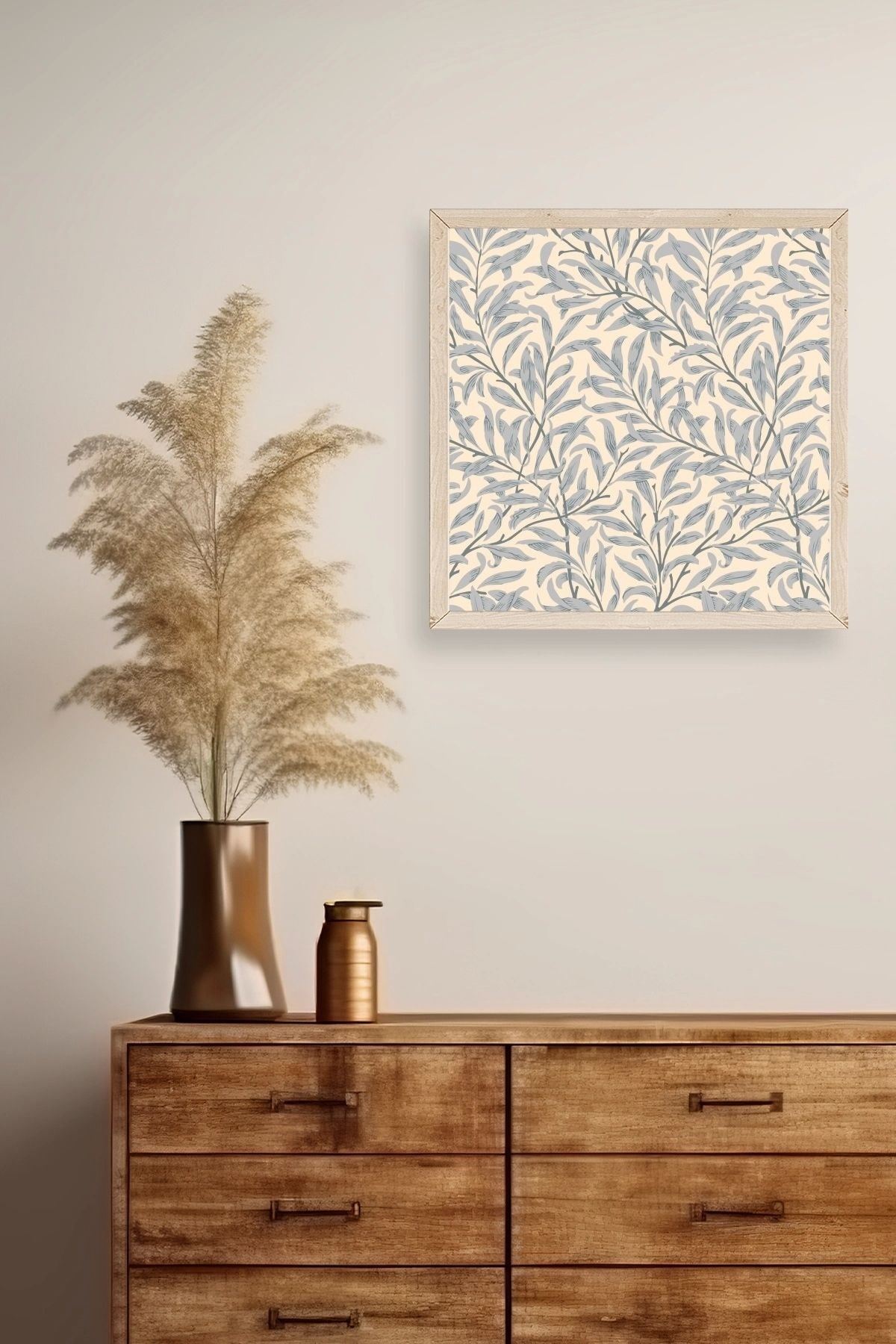 Yaprak Ahşap Çerçeveli Tablo 23 x 23