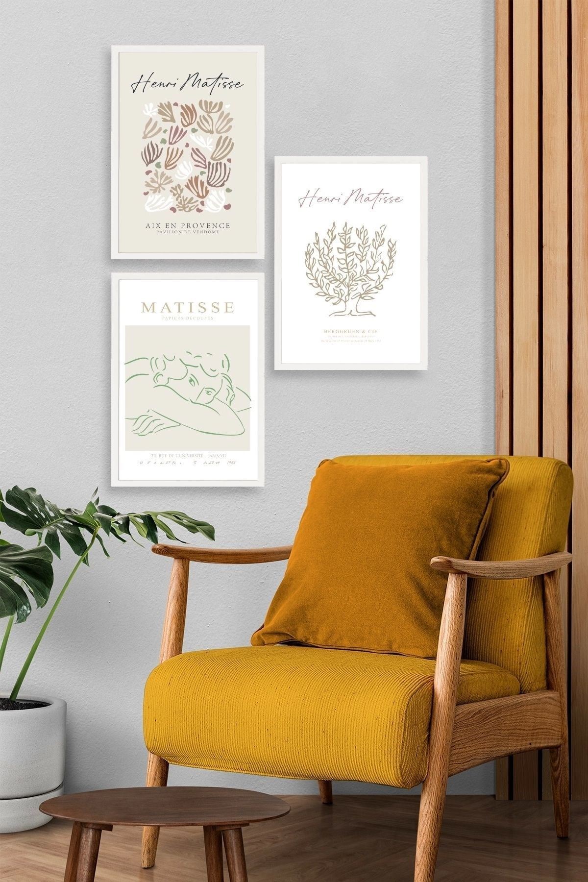 Matisse Üçlü Ahşap Çerçeveli Tablo 30 x 40