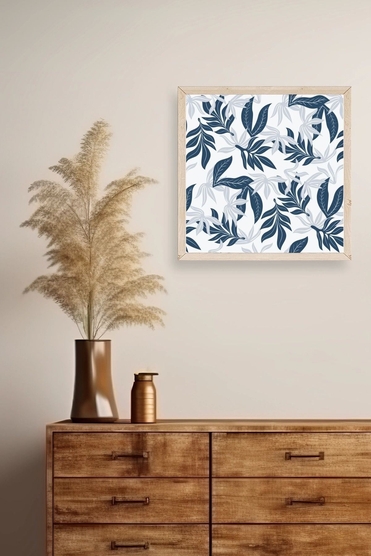 Yaprak Ahşap Çerçeveli Tablo 42 x 42