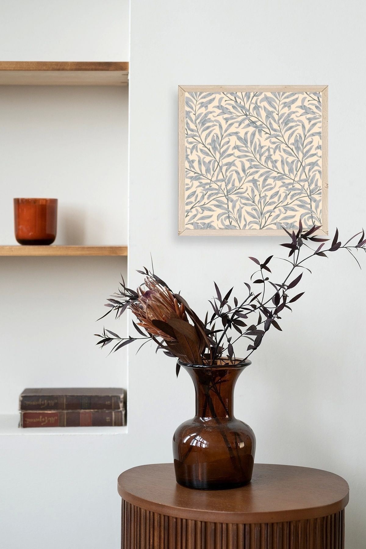 Yaprak Ahşap Çerçeveli Tablo 42 x 42