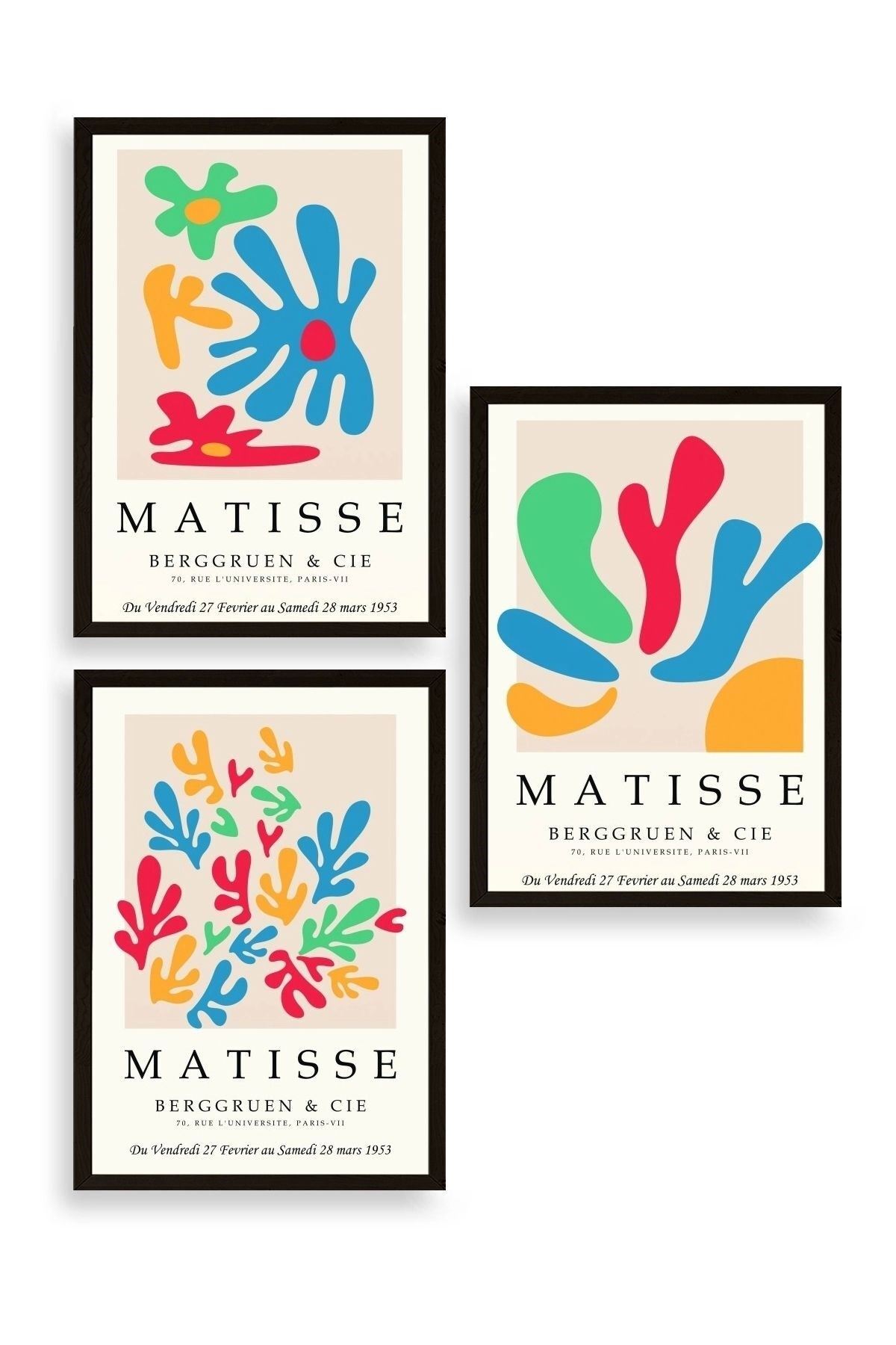 Matisse Üçlü Ahşap Çerçeveli Tablo 23 x 30