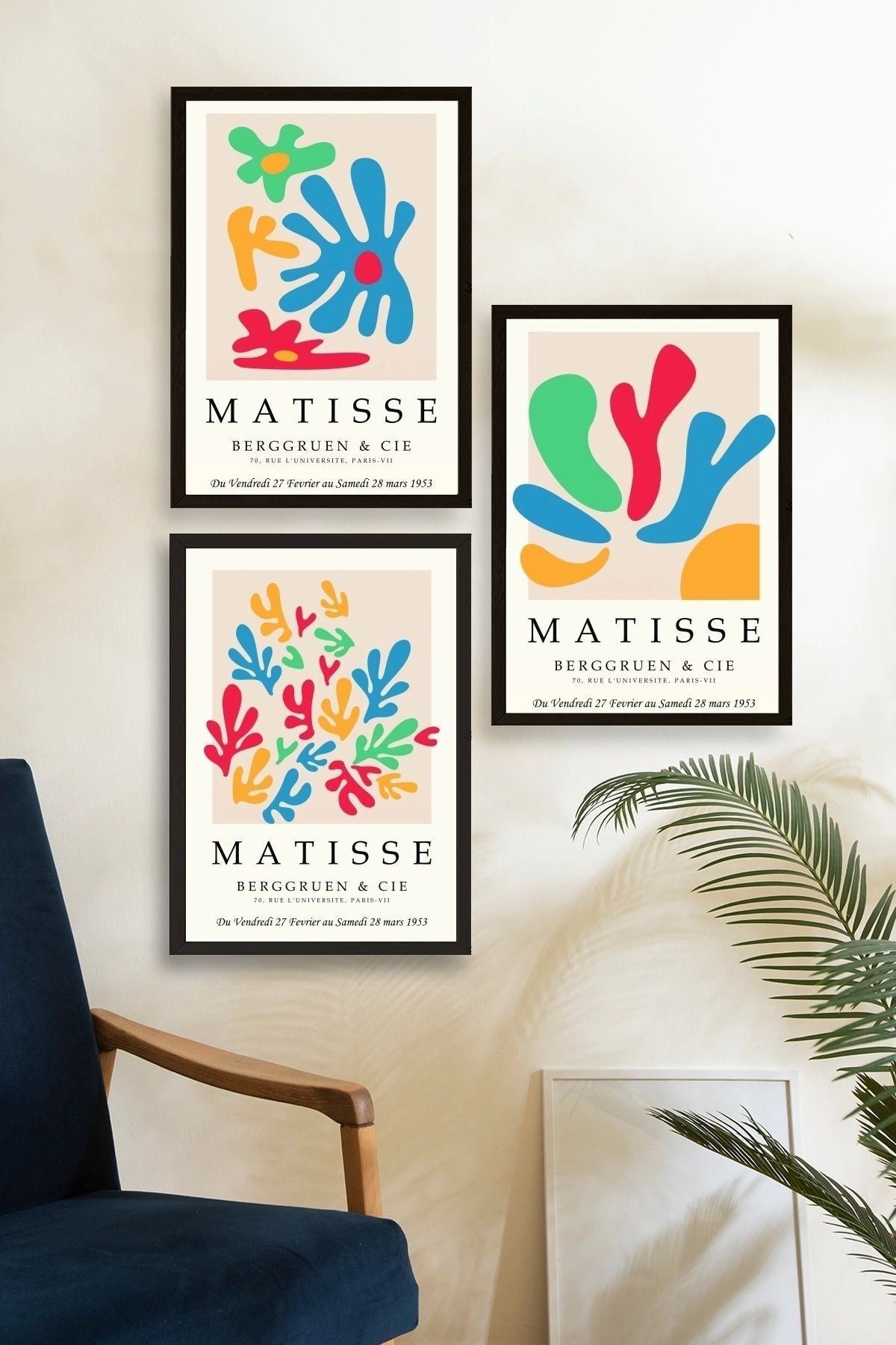 Matisse Üçlü Ahşap Çerçeveli Tablo 23 x 30