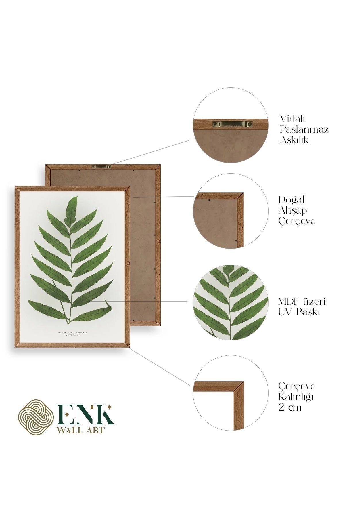 Yaprak Ahşap Çerçeveli Tablo 50 x 70