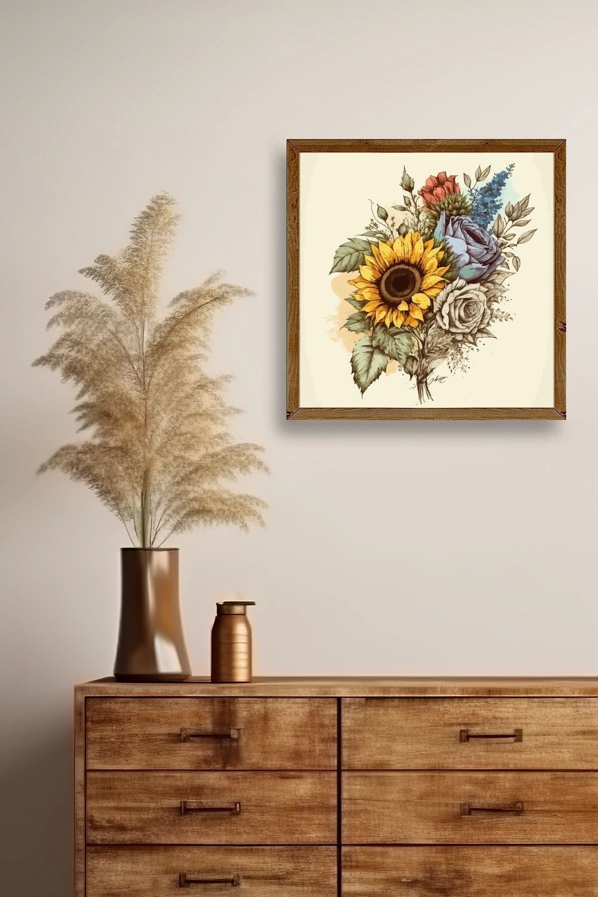 Ayçiçeği Ahşap Çerçeveli Tablo 23 x 23