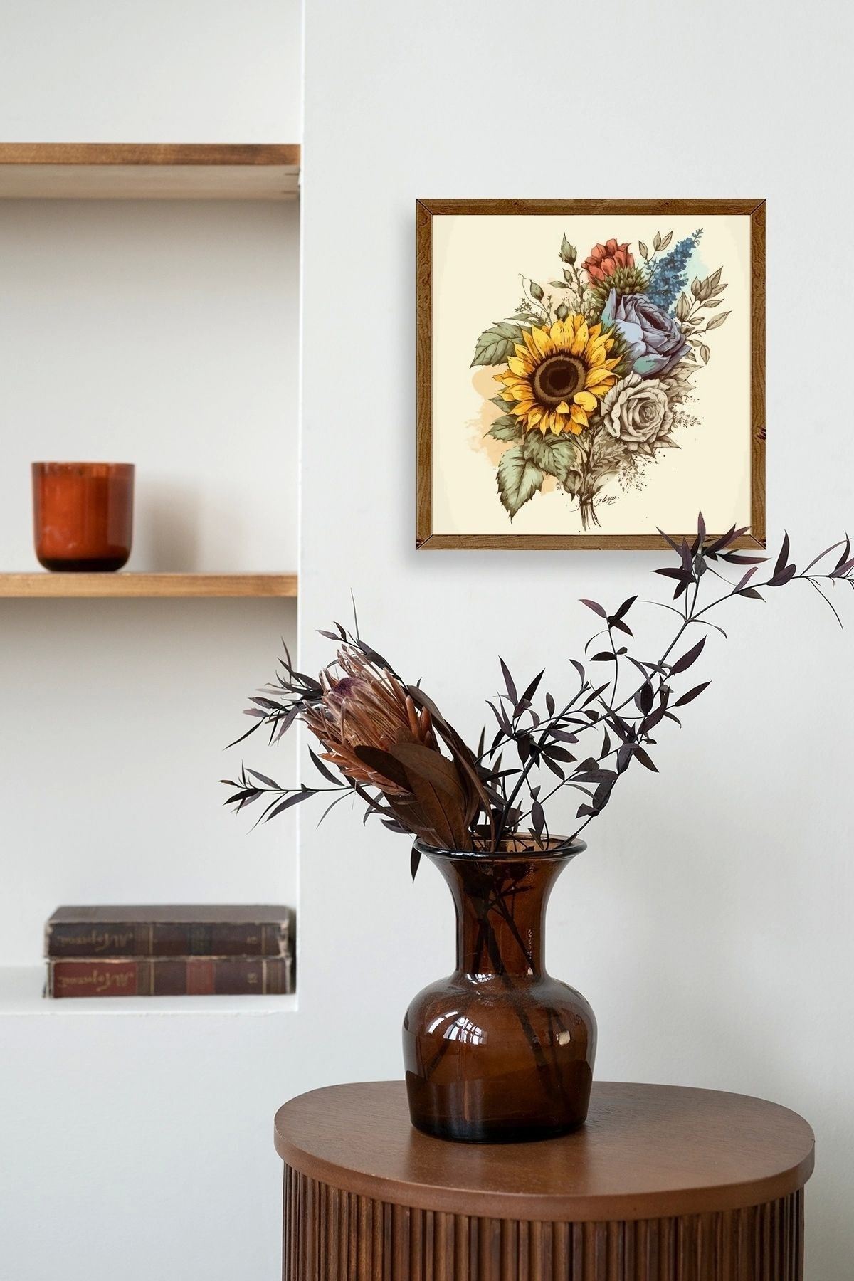 Ayçiçeği Ahşap Çerçeveli Tablo 23 x 23