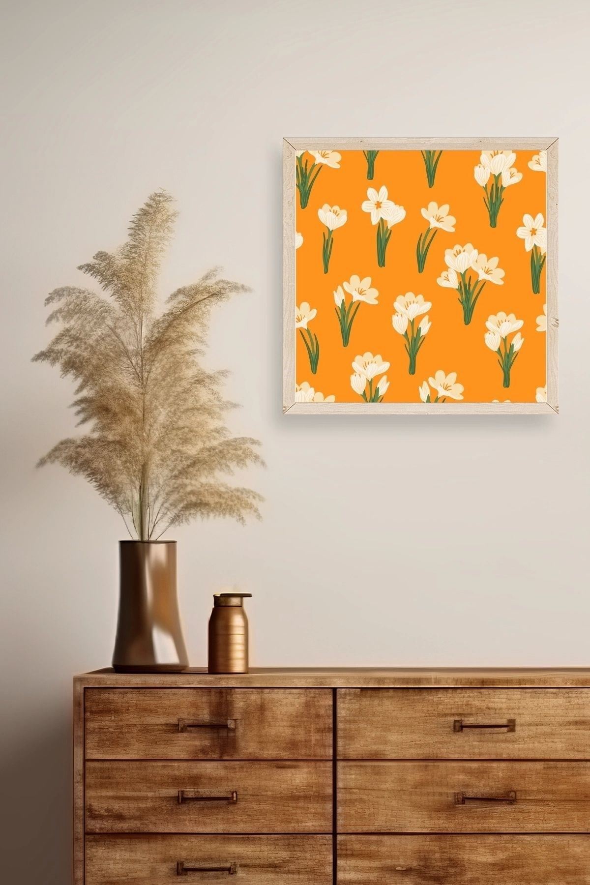 Çiçek Ahşap Çerçeveli Tablo 23 x 23