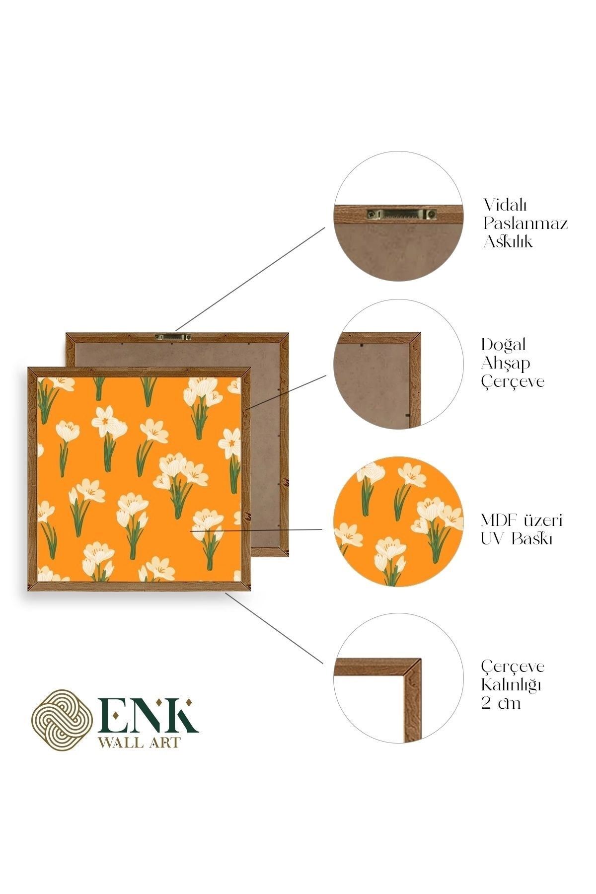Çiçek Ahşap Çerçeveli Tablo 23 x 23