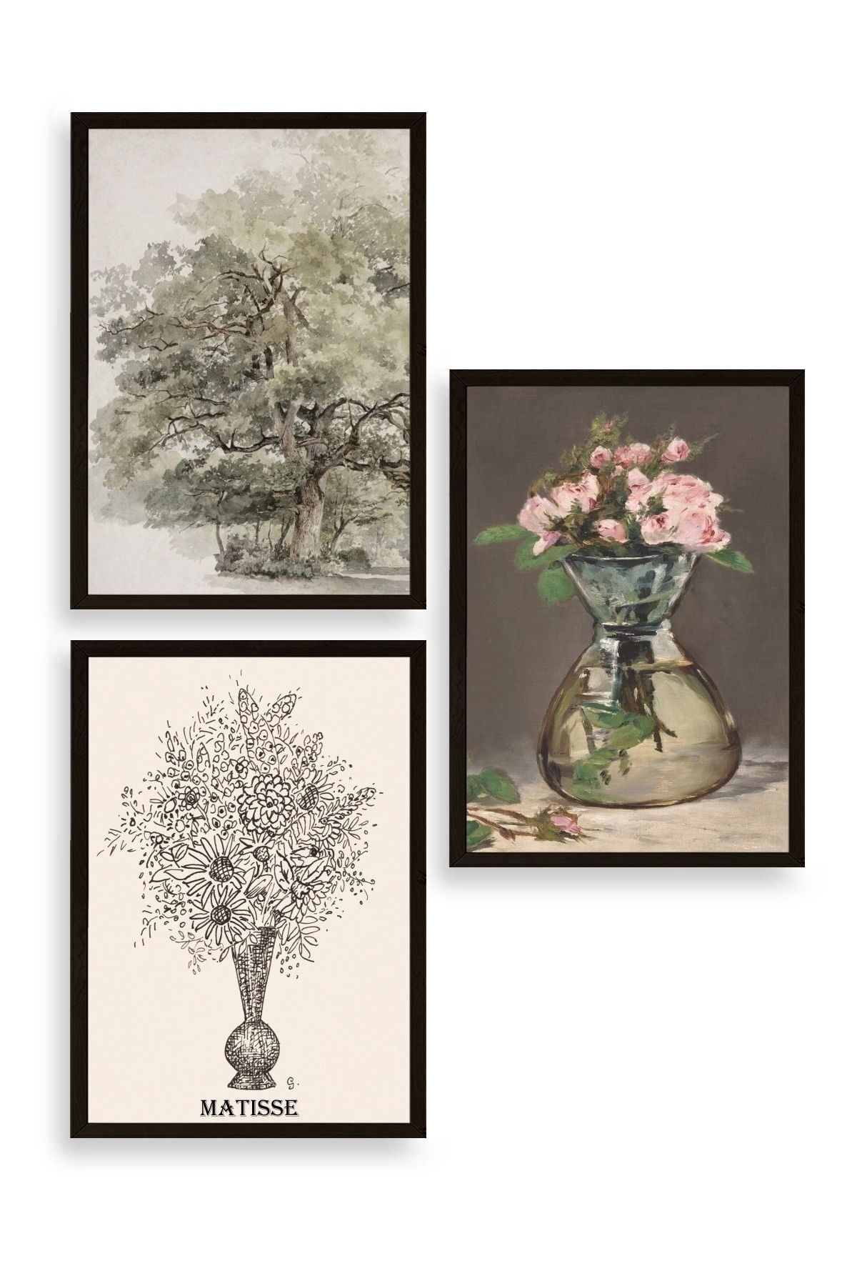 Matisse Üçlü Ahşap Çerçeveli Tablo 50 x 70