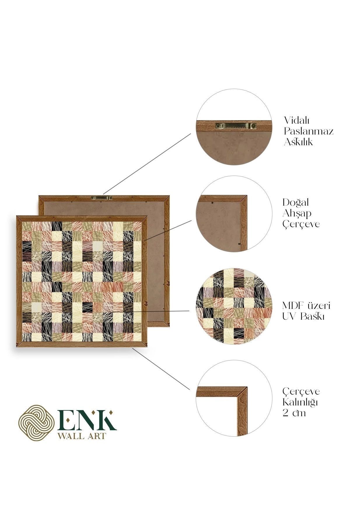 Soyut Ahşap Çerçeveli Tablo 50 x 50