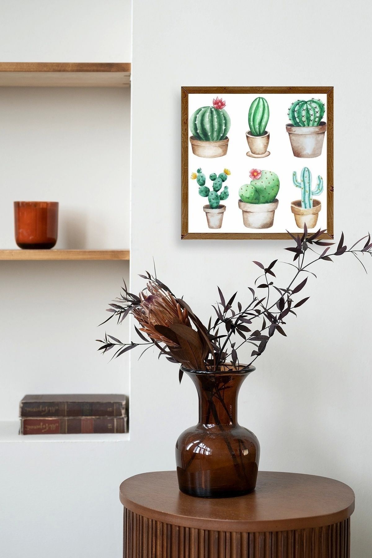 Kaktüs Ahşap Çerçeveli Tablo 50 x 50