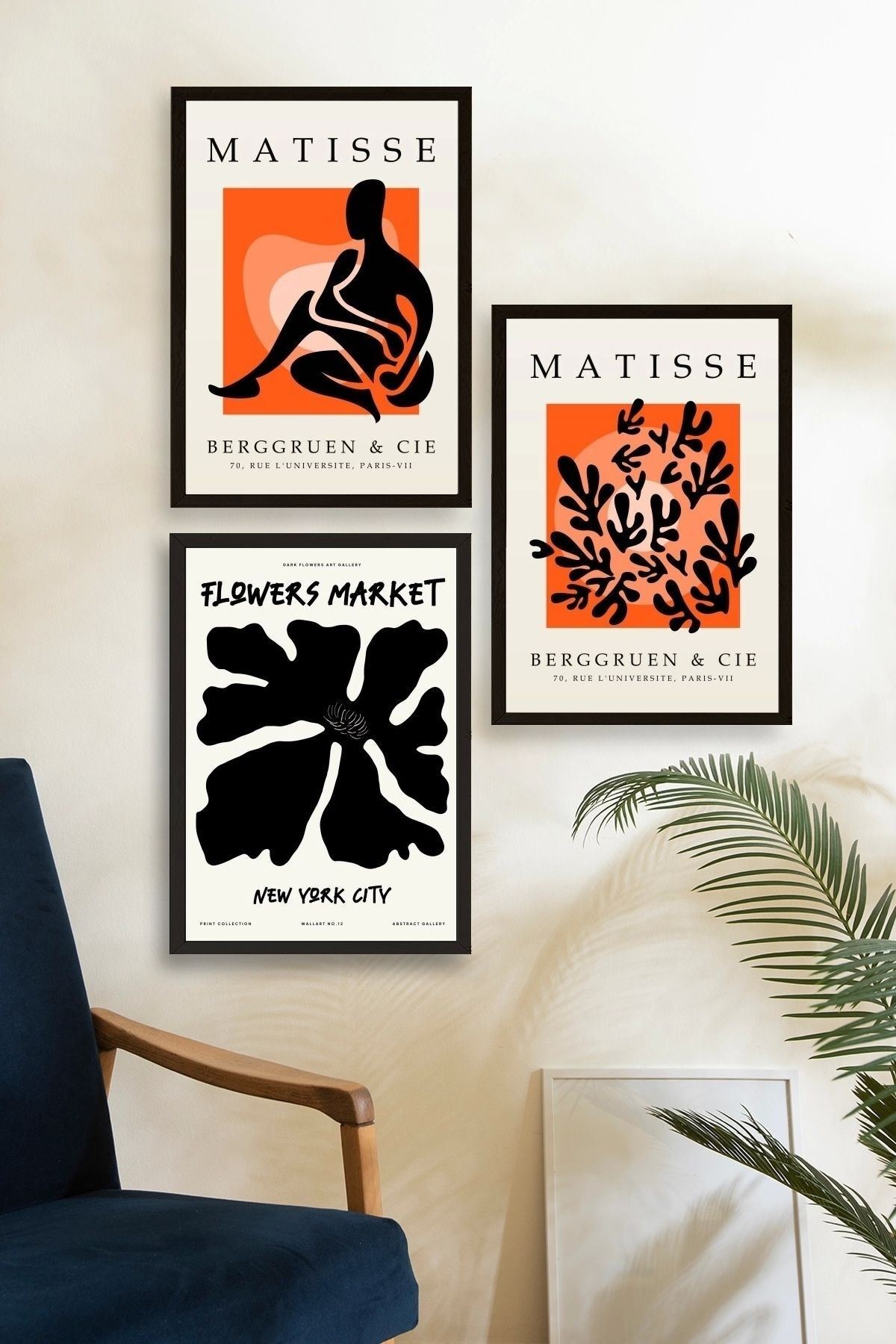 Matisse Üçlü Ahşap Çerçeveli Tablo 40 x 60