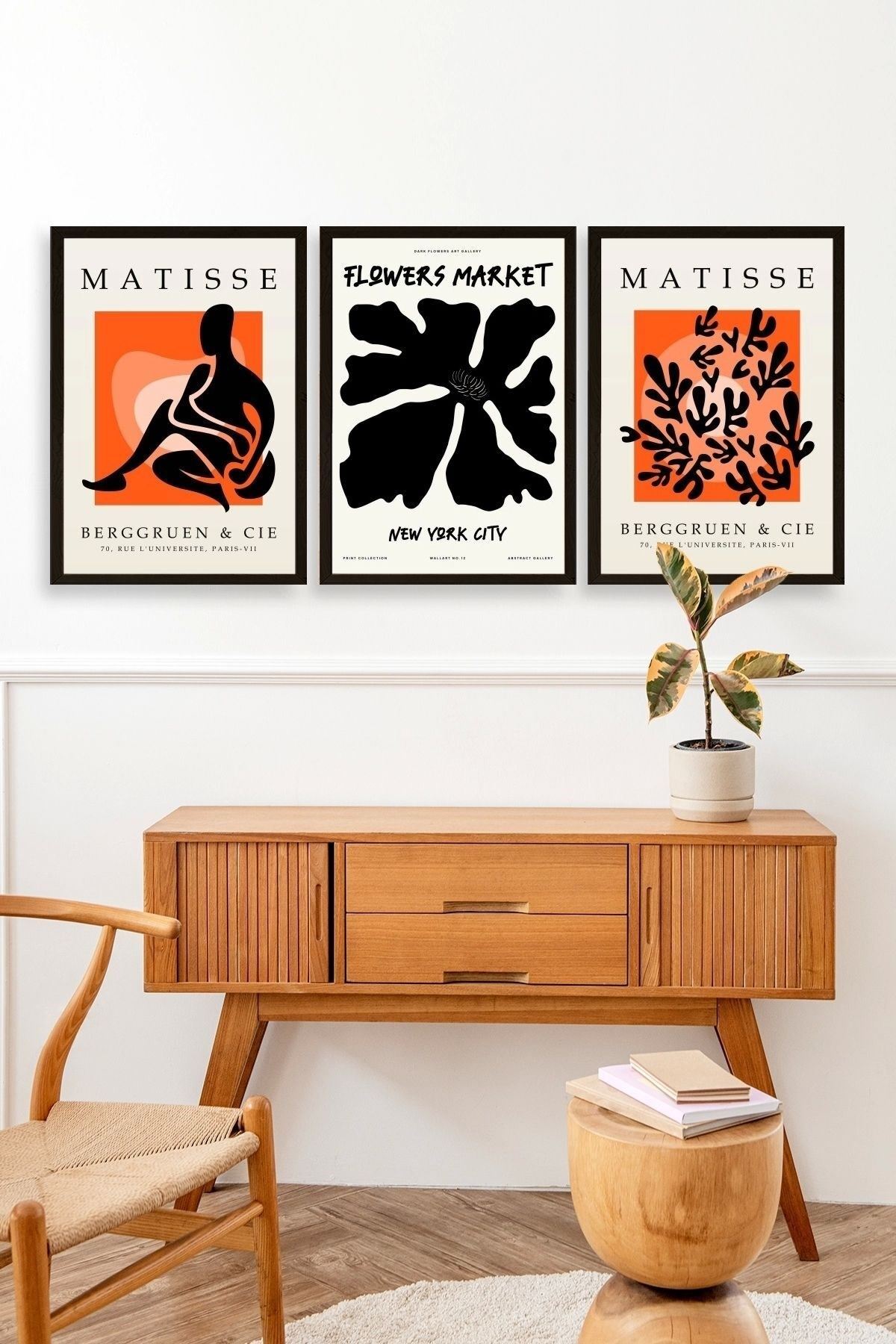 Matisse Üçlü Ahşap Çerçeveli Tablo 40 x 60