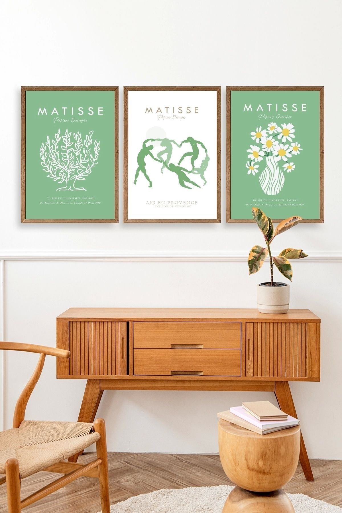 Matisse Üçlü Ahşap Çerçeveli Tablo 23 x 30