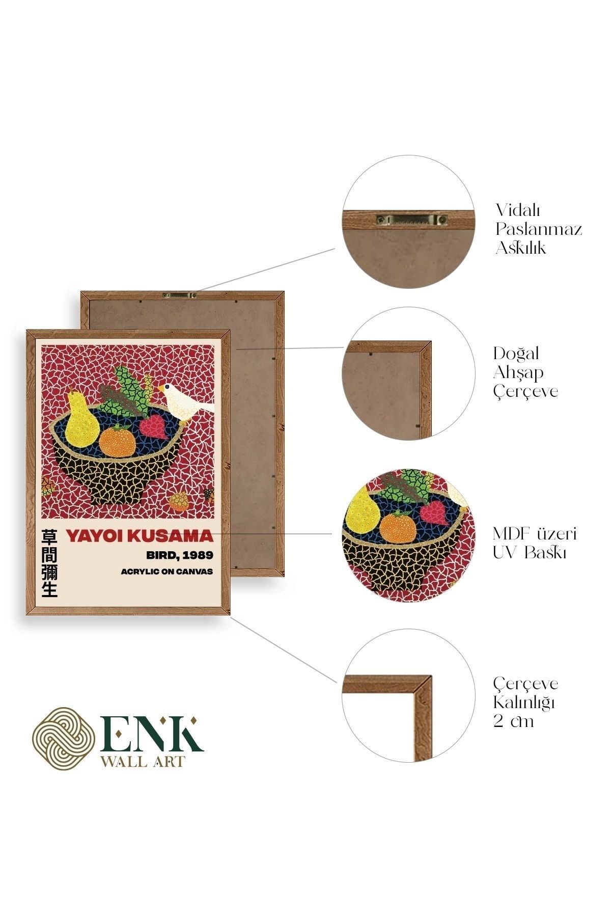 Yayoi Kusama Ahşap Çerçeveli Tablo 17 x 23