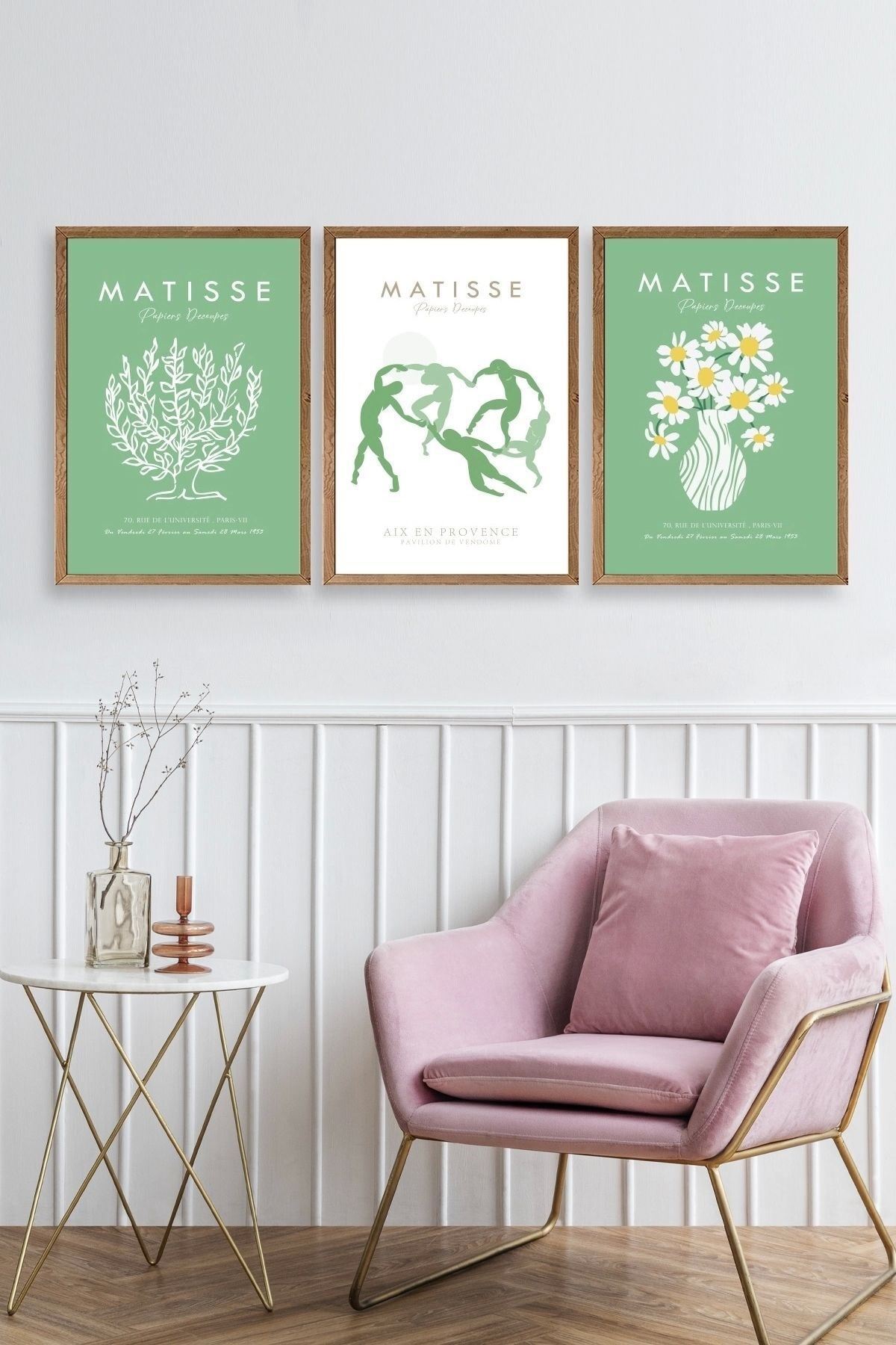 Matisse Üçlü Ahşap Çerçeveli Tablo 30 x 40