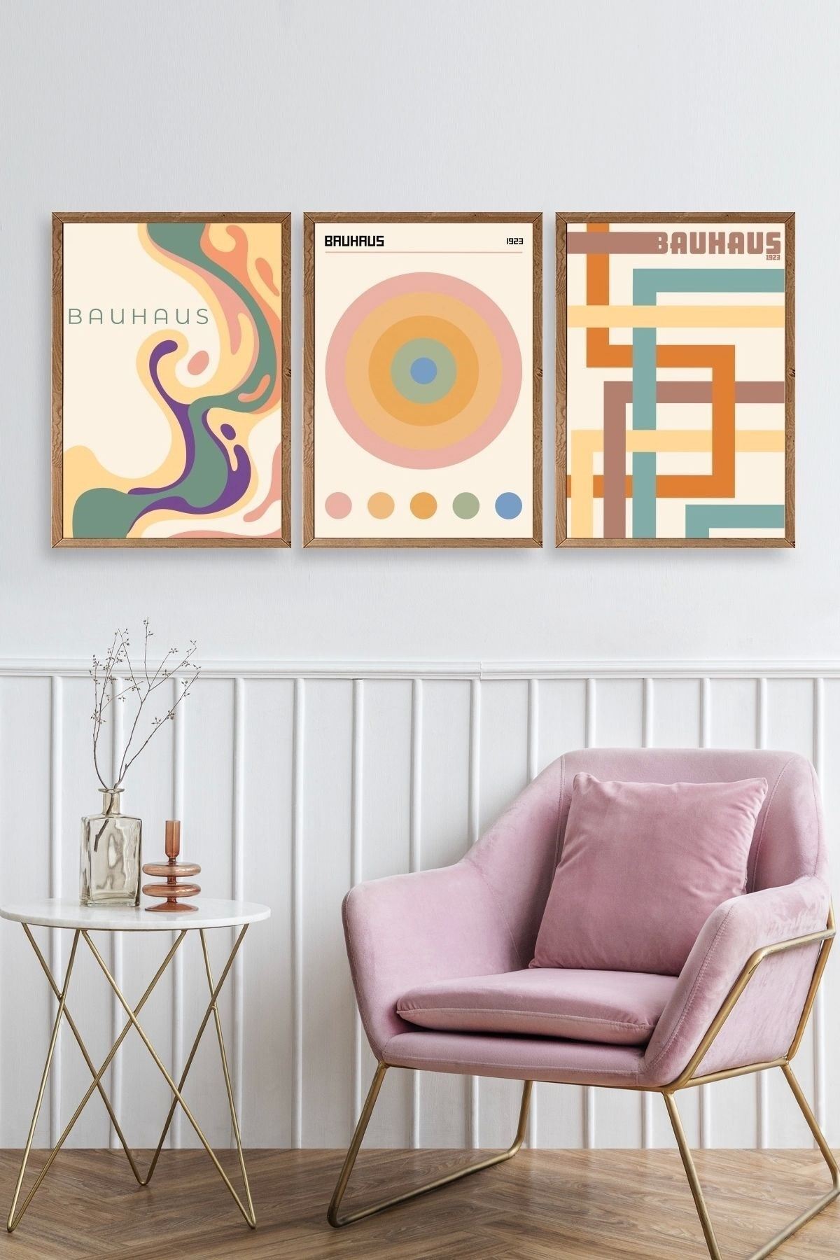 Bauhaus Üçlü Ahşap Çerçeveli Tablo 23 x 30