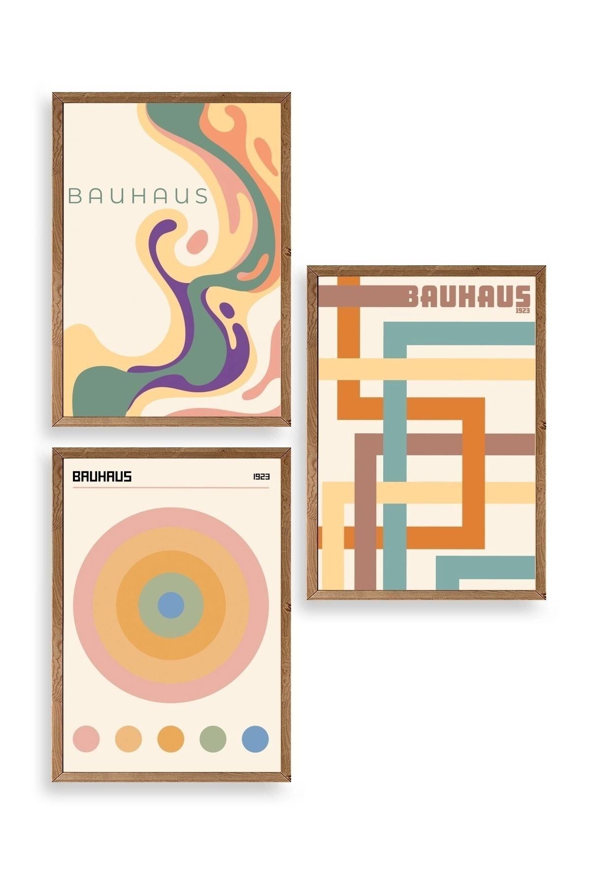 Bauhaus Üçlü Ahşap Çerçeveli Tablo 50 x 70