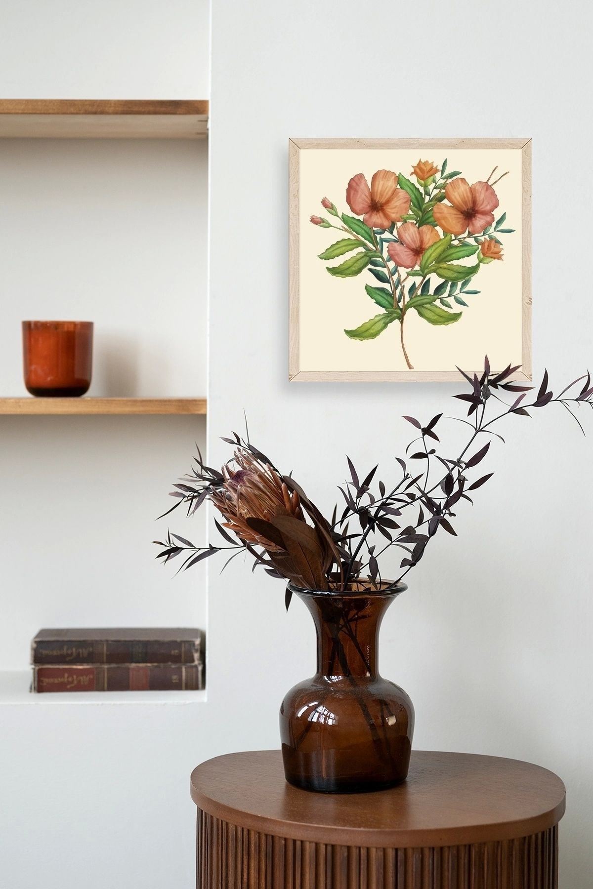 Çiçek Ahşap Çerçeveli Tablo 23 x 23