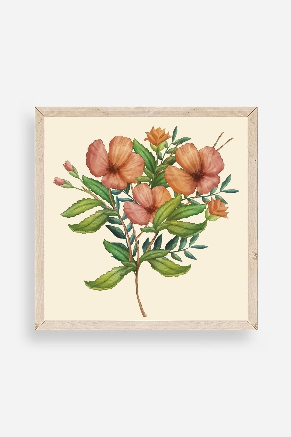 Çiçek Ahşap Çerçeveli Tablo 50 x 50