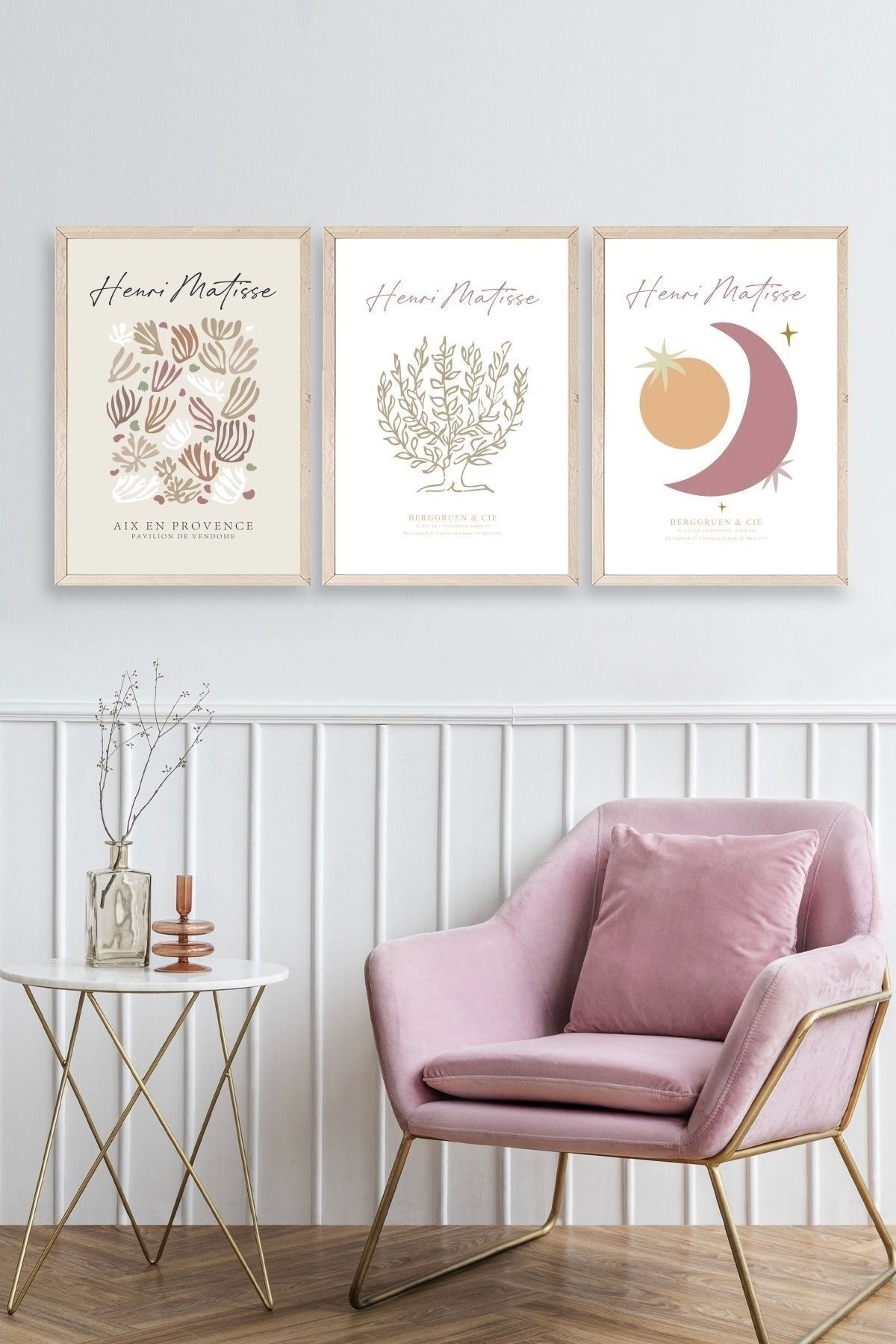 Matisse Üçlü Ahşap Çerçeveli Tablo 23 x 30