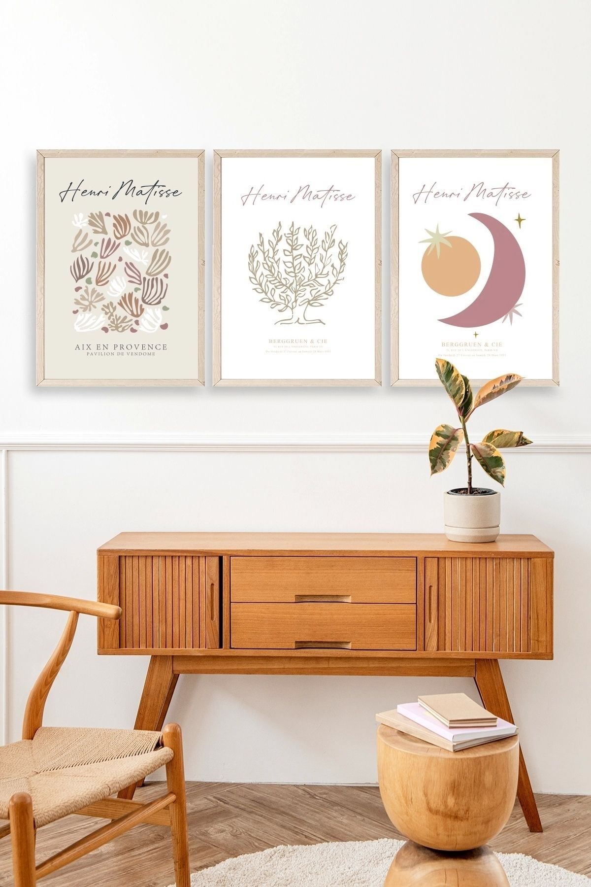 Matisse Üçlü Ahşap Çerçeveli Tablo 50 x 70